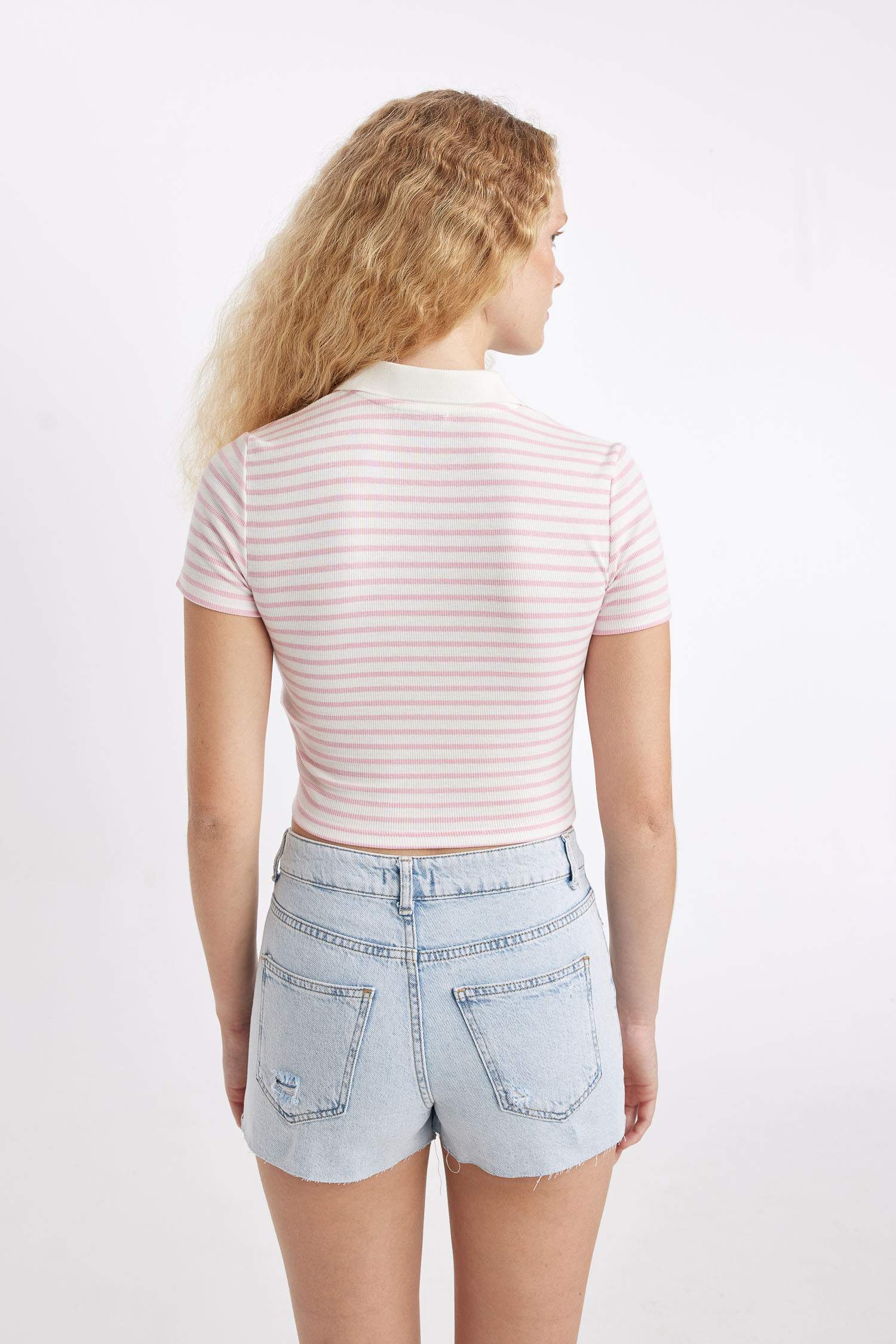 T-Shirt à Manches Courtes Coupe Slim à Col Polo