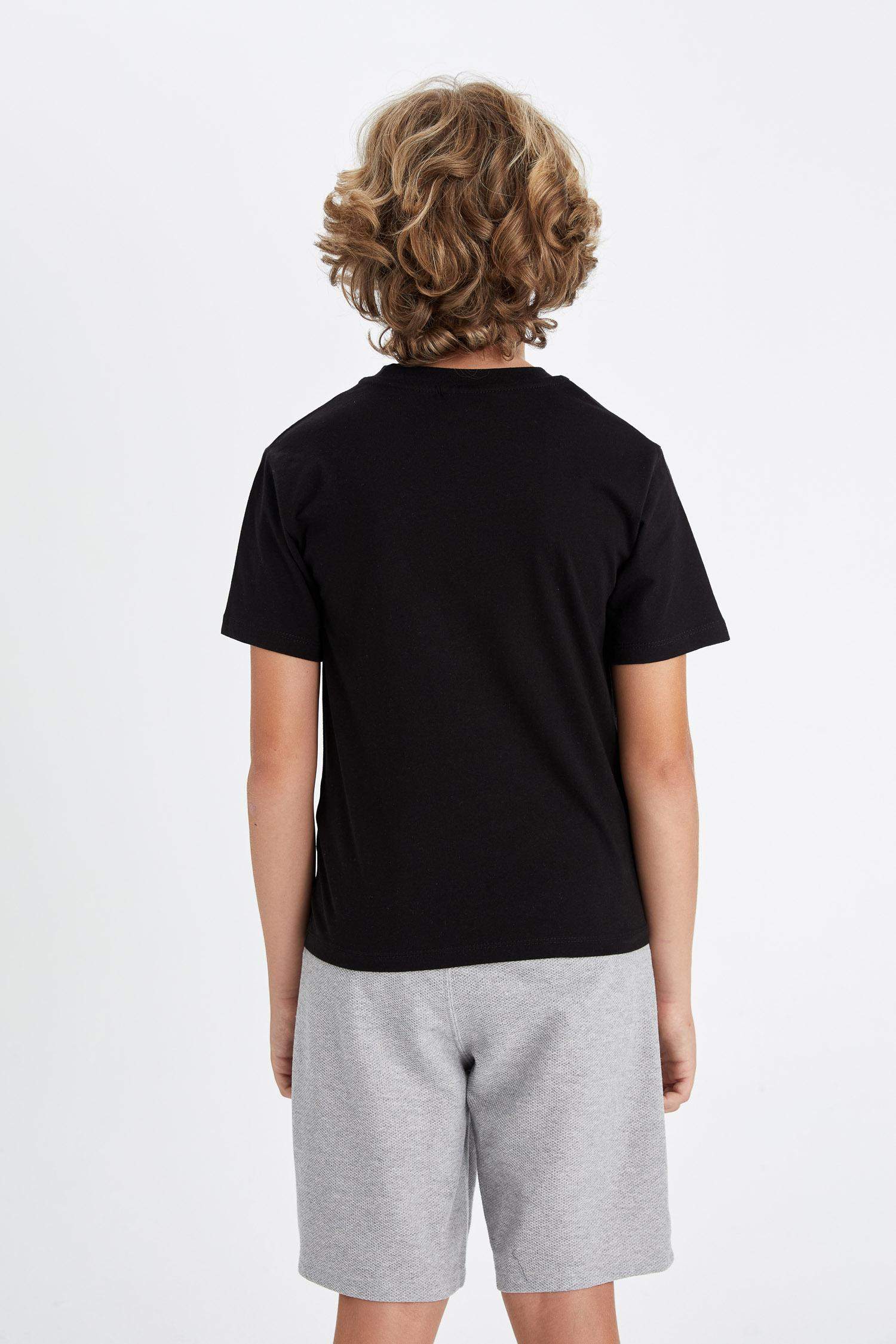 Erkek Çocuk Bisiklet Yaka Baskılı Kısa Kollu Tişört