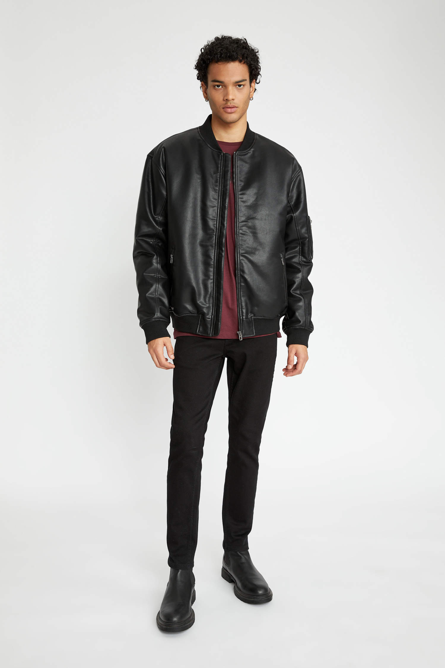 Black MAN Oversize Fit Faux Leather Faux Leather Coat 2788629 | DeFacto