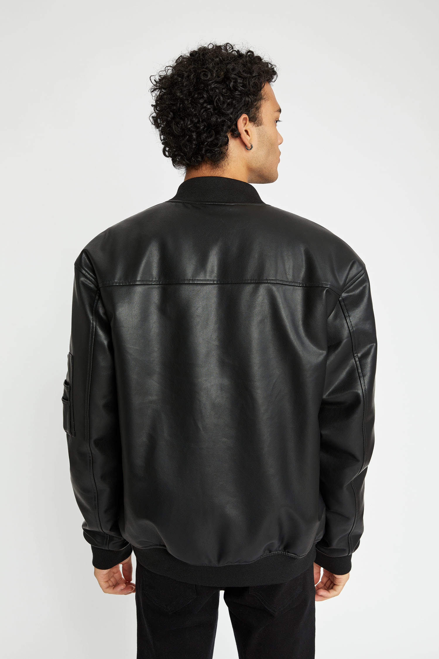 Black MAN Oversize Fit Faux Leather Faux Leather Coat 2788629 | DeFacto
