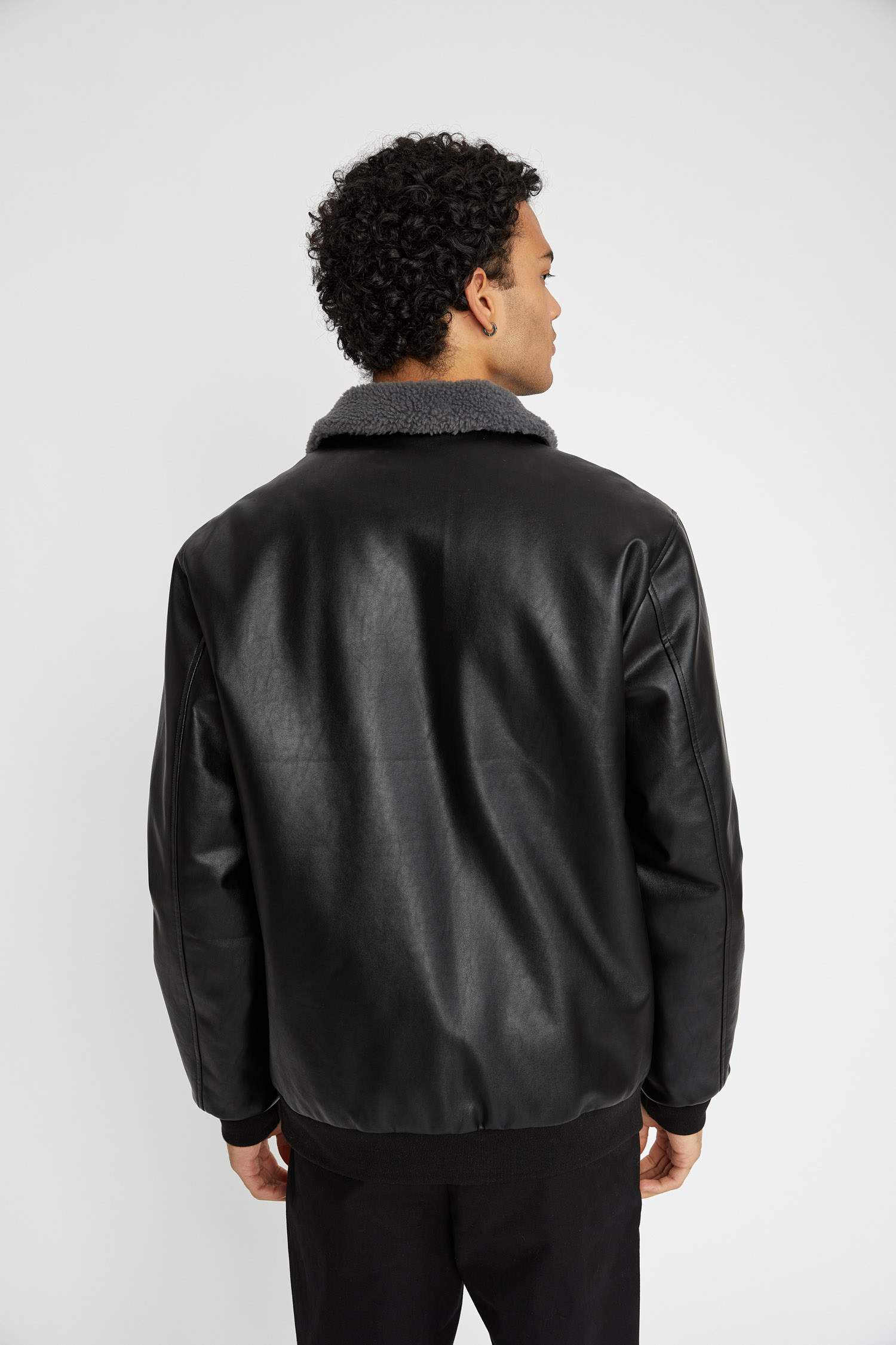 Waterproof Regular Fit Faux Leather Jacket