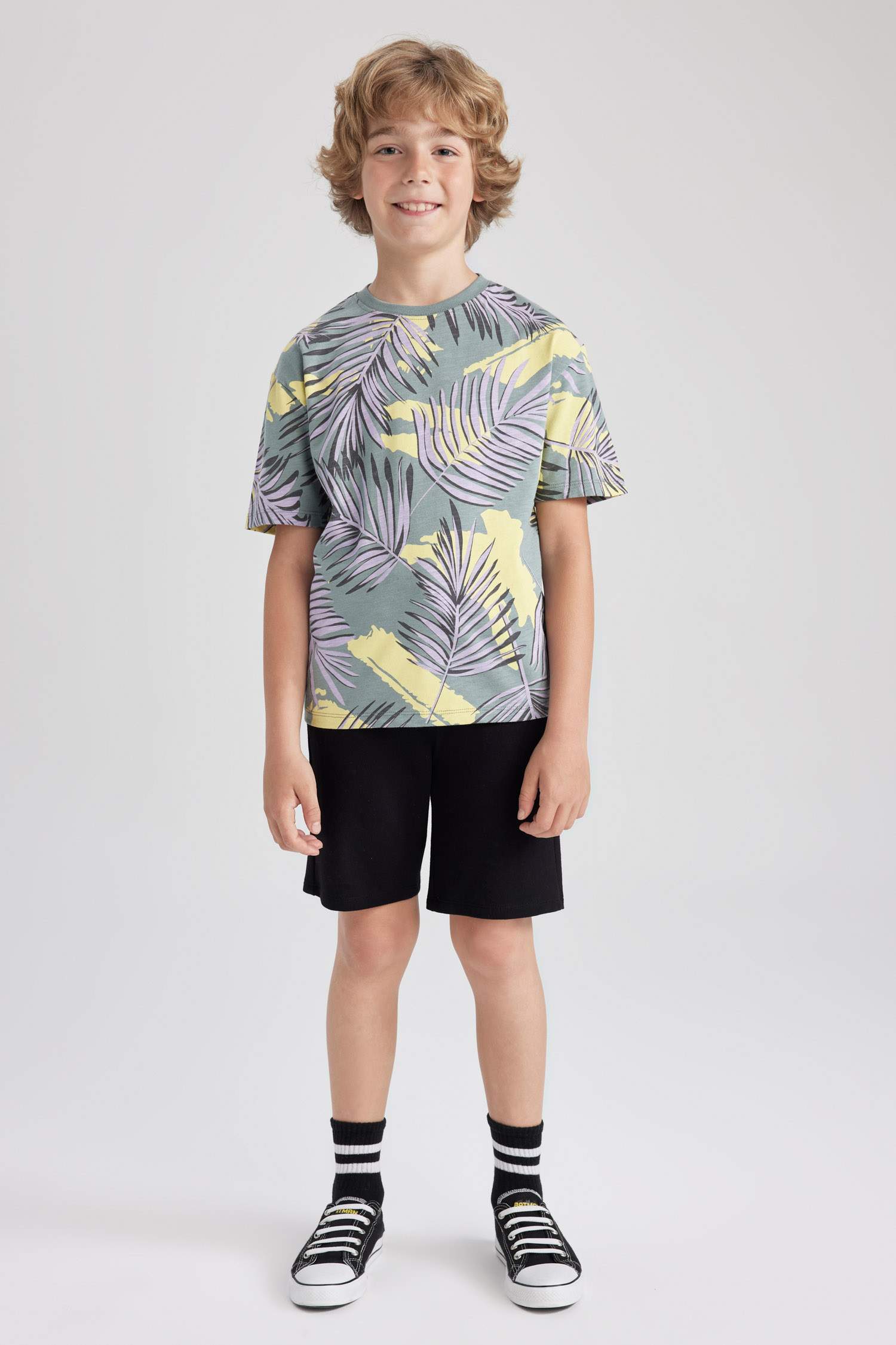 Футболка оверсайз с круглым вырезом с принтом для мальчиков