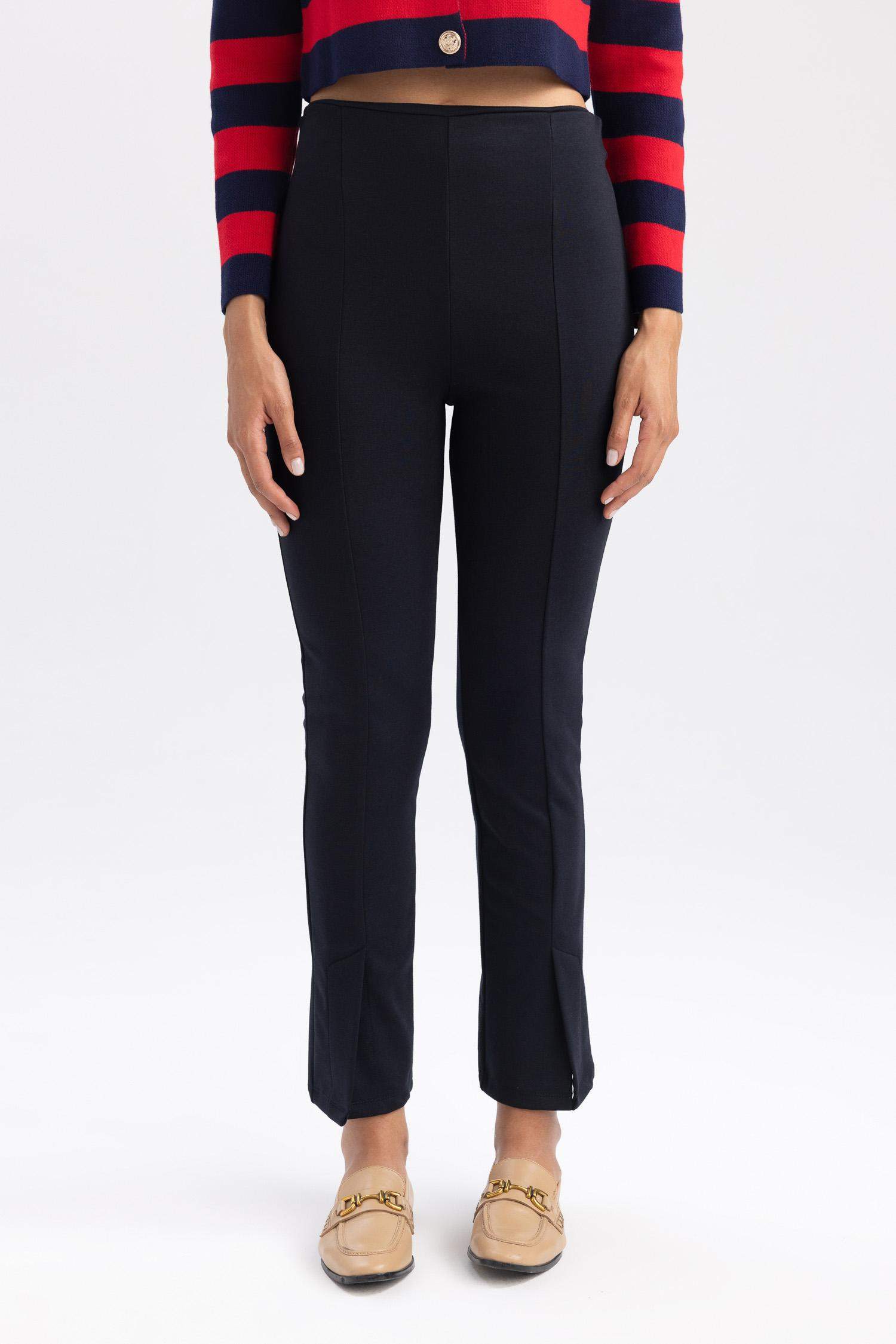 Basic Düz Kumaş Pantolon Slim Fit Dar Kesim Yüksek Bel Kısa Paça