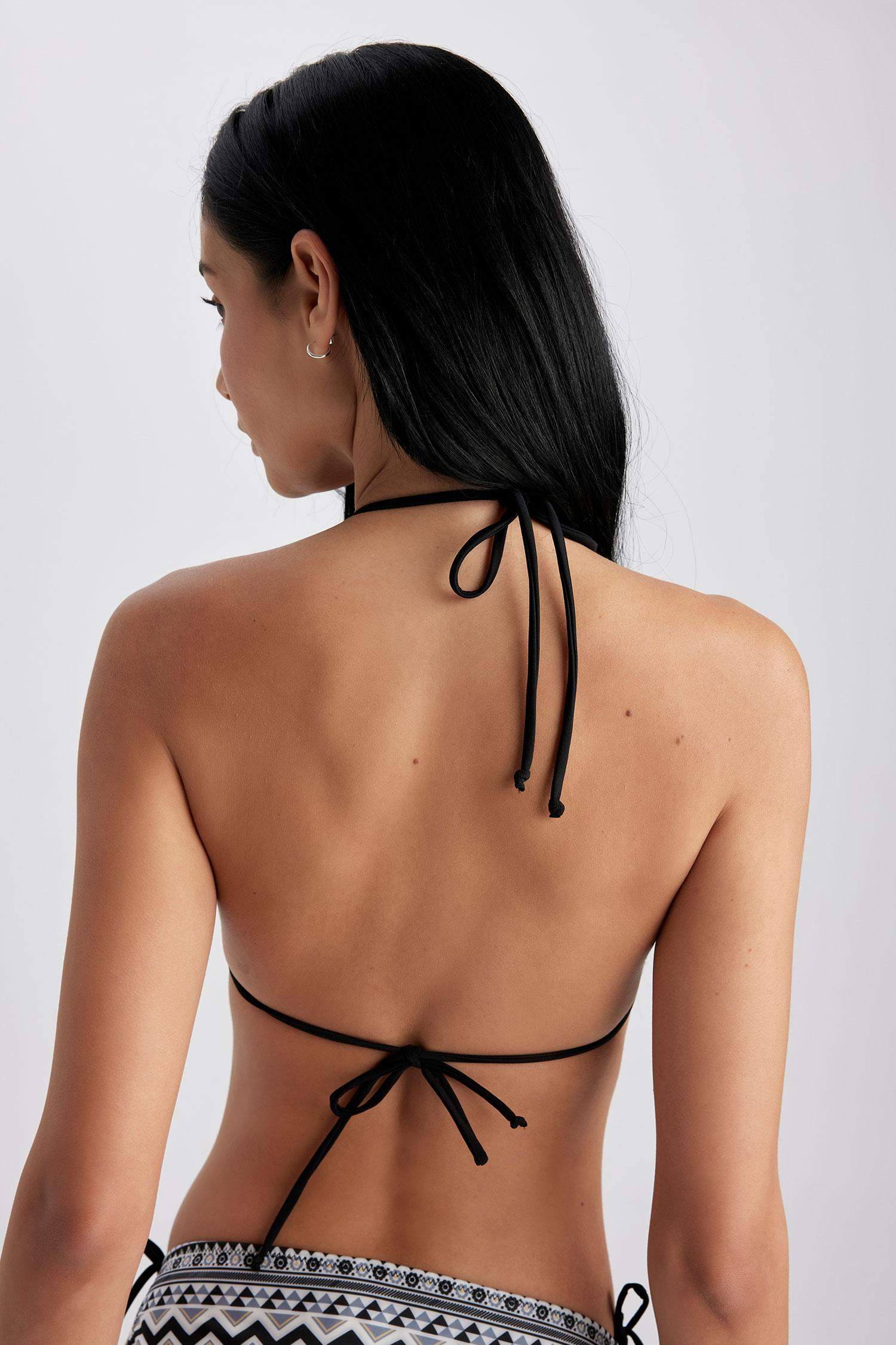 Regular Fit Ethnic Patterned Bikini Top