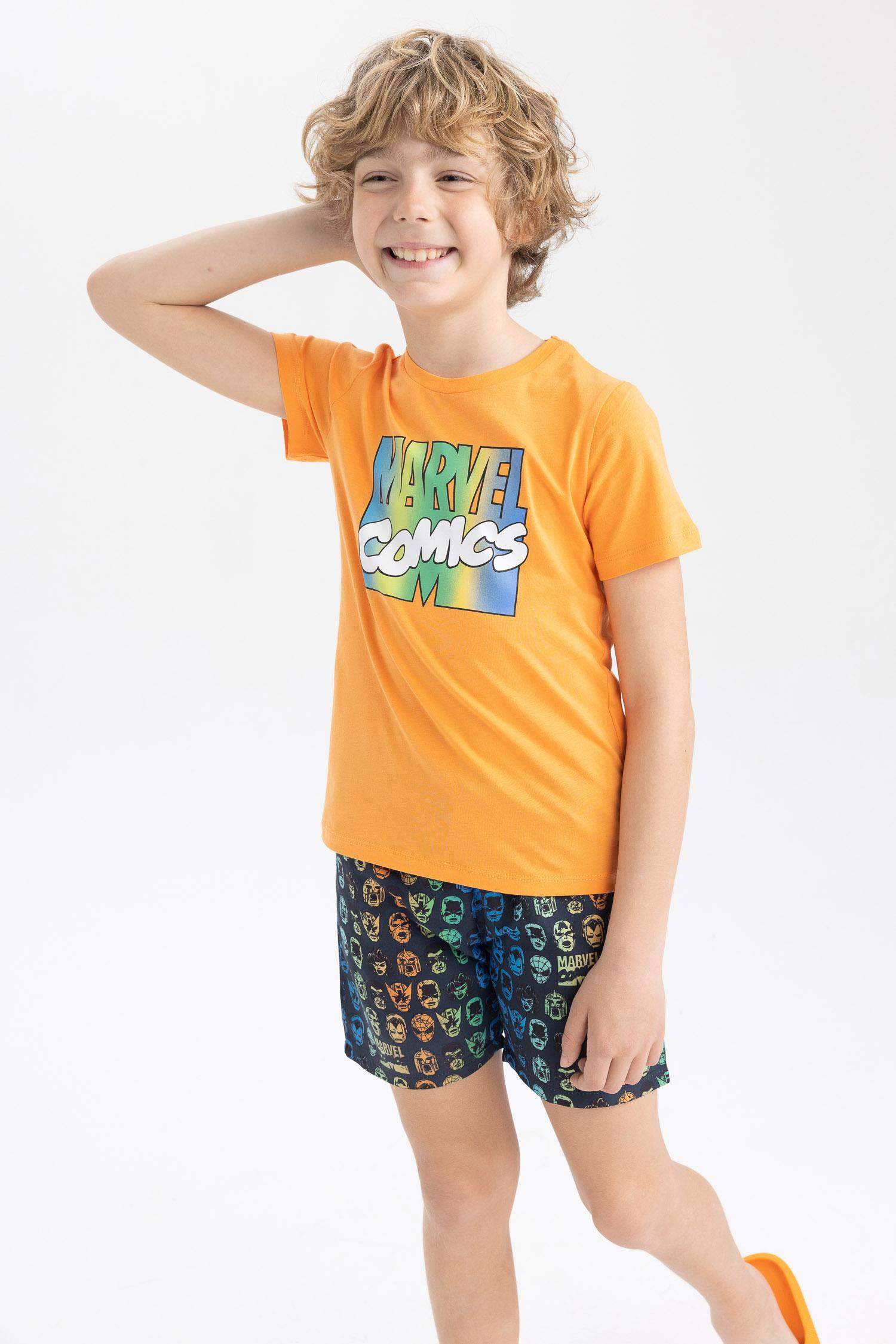 Boy Marvel Comics Short Sleeve T-Shirt Swimming Shorts 2-Pack