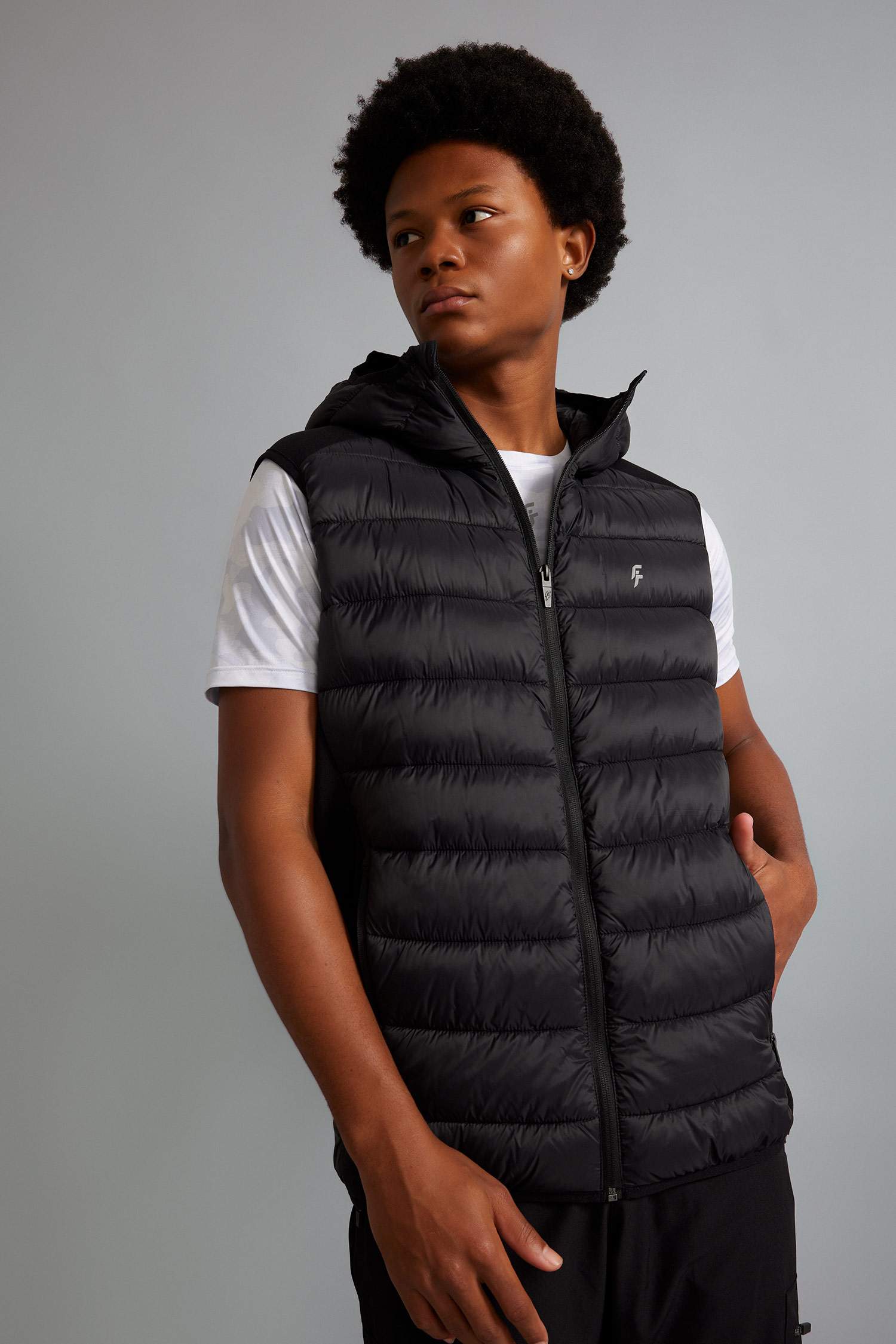 DeFactoFit Slim Fit Su İtici Kapüşonlu Yanları Squba Kumaş Şişme Yelek