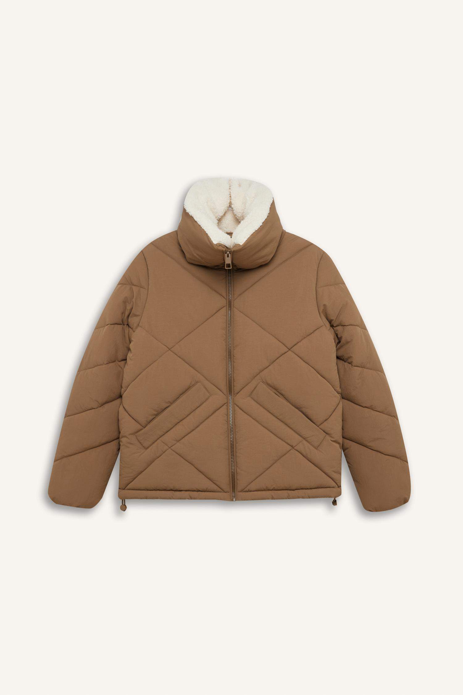 Su Geçirmez Puffer Şişme Mont Kapitoneli İçi Suni Kürklü Rüzgar Geçirmez Cepli