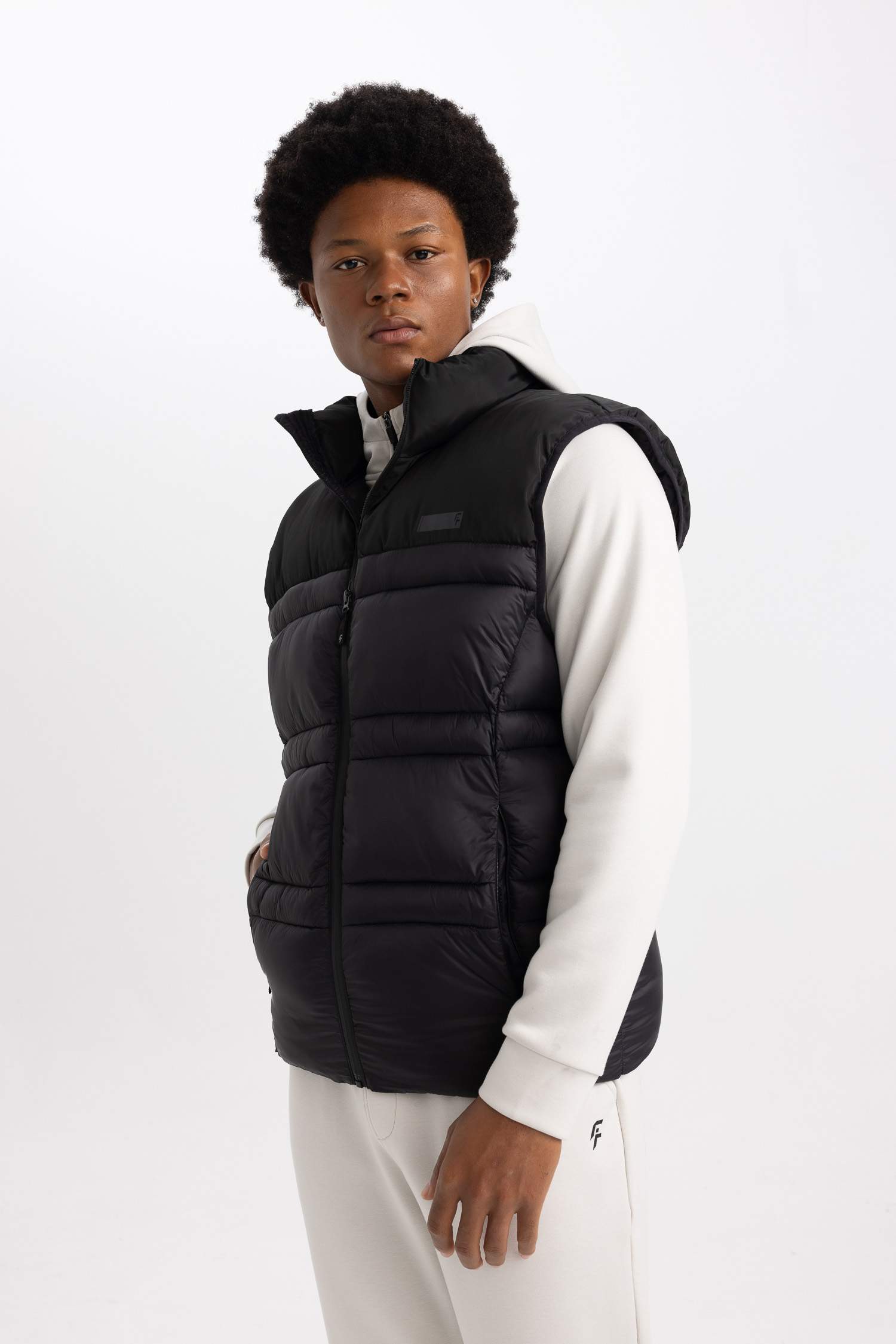 DeFactoFit Su İtici Şişme Yelek Dik Yaka Cepli Fermuarlı