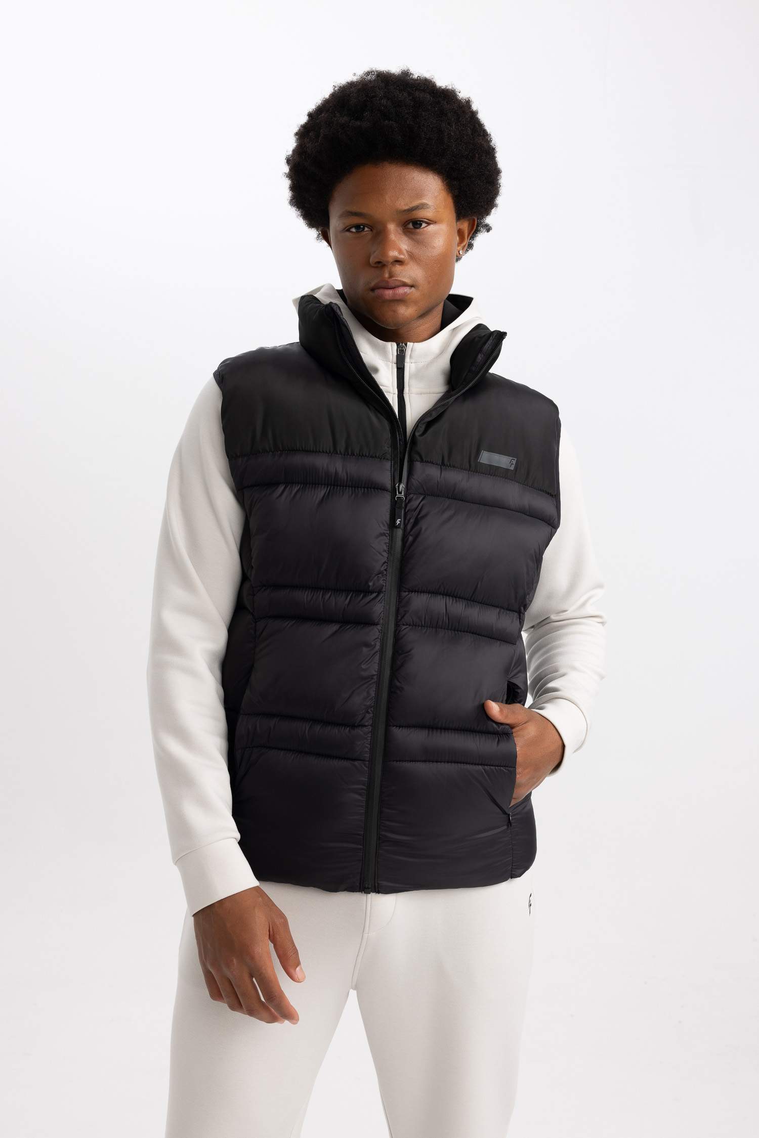 DeFactoFit Su İtici Şişme Yelek Dik Yaka Cepli Fermuarlı