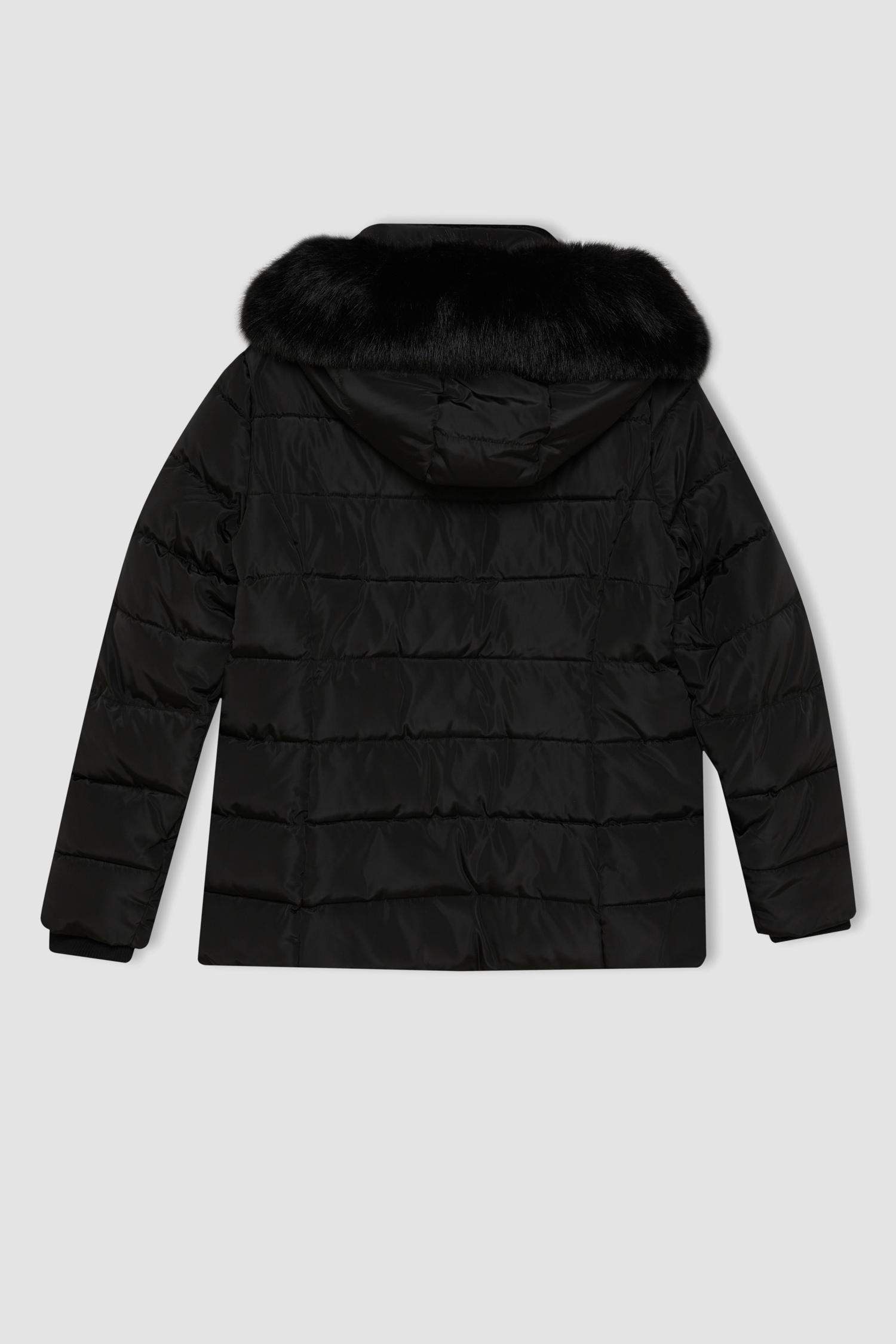 Su Geçirmez Hafif Uzun Şişme Mont Çıkarılabilir Suni Kürk Kapüşonlu Kapitoneli Fermuar Çıtçıtlı Cepli