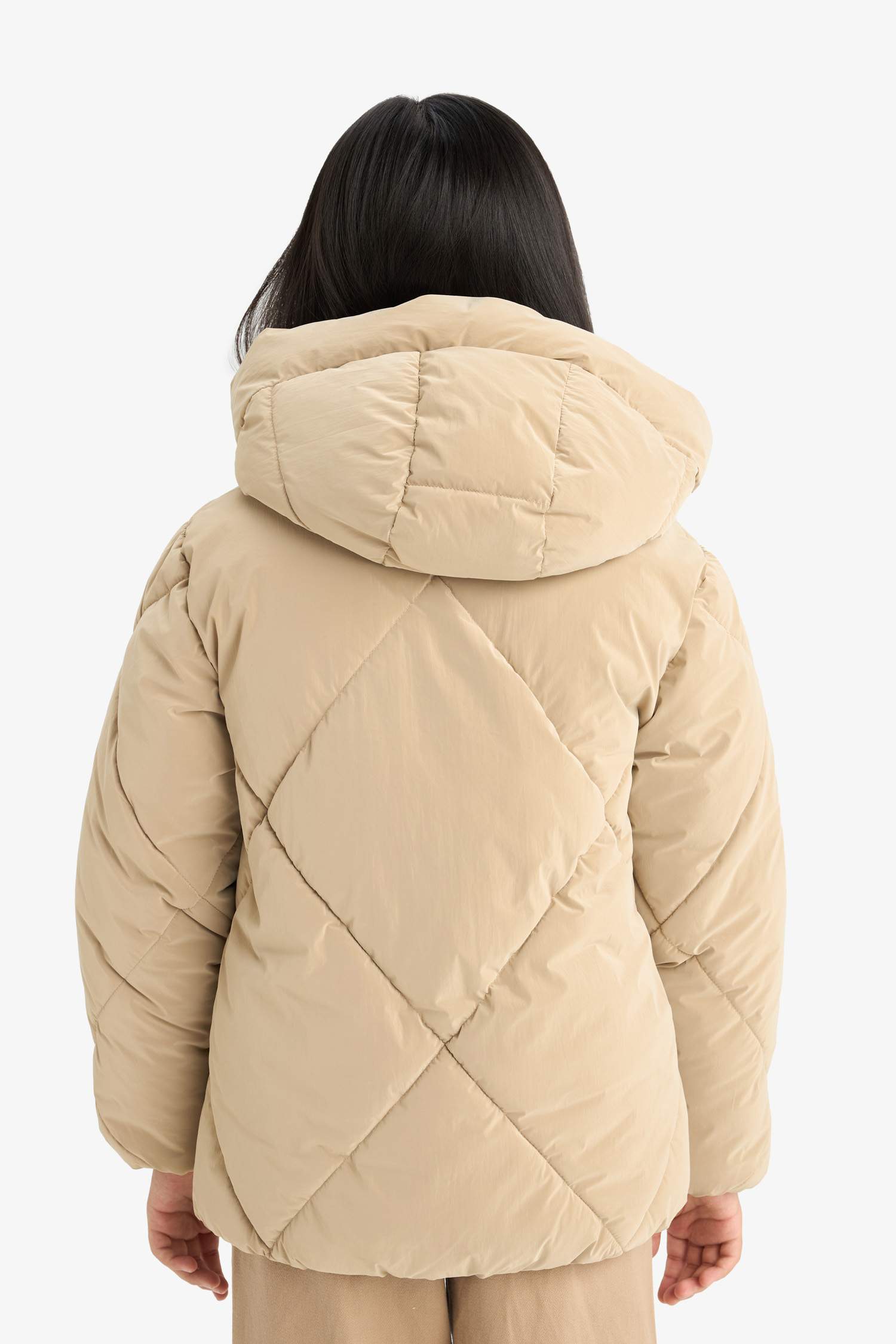 Kız Çocuk Su İtici Kapüşonlu Şişme Mont