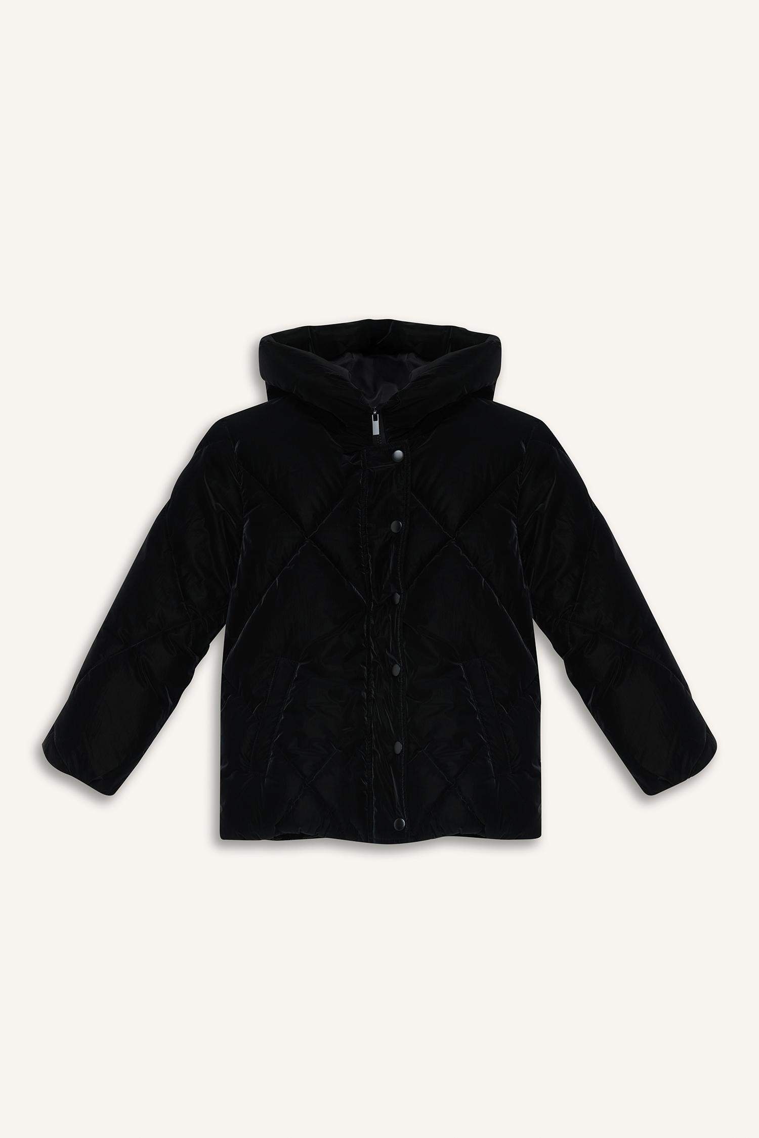 Kız Çocuk Kapüşonlu Fermuarlı Çıtçıtlı Kapitoneli Mont
