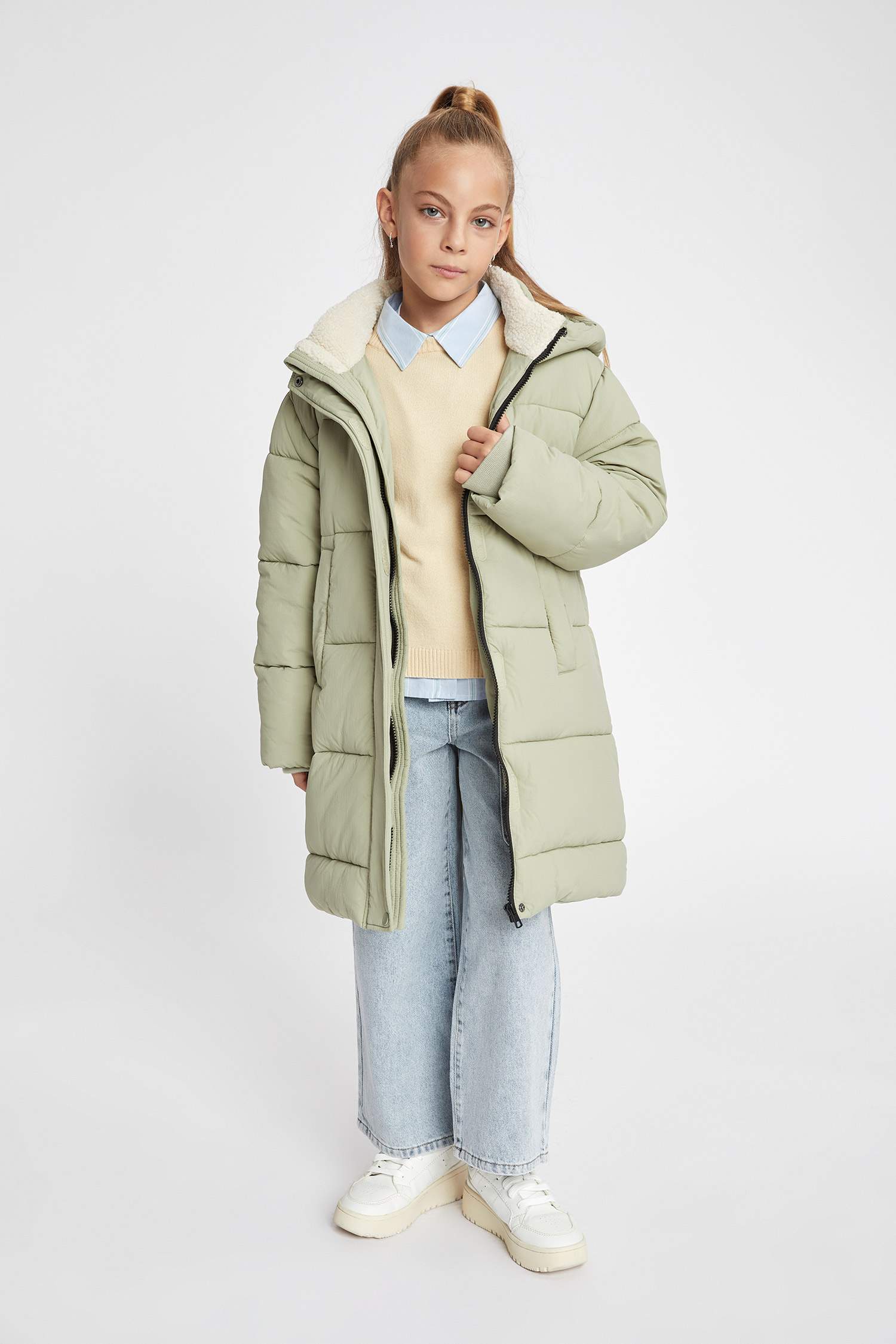 جاكيت بامب طويل بناتي بكابيشون وتر برووف