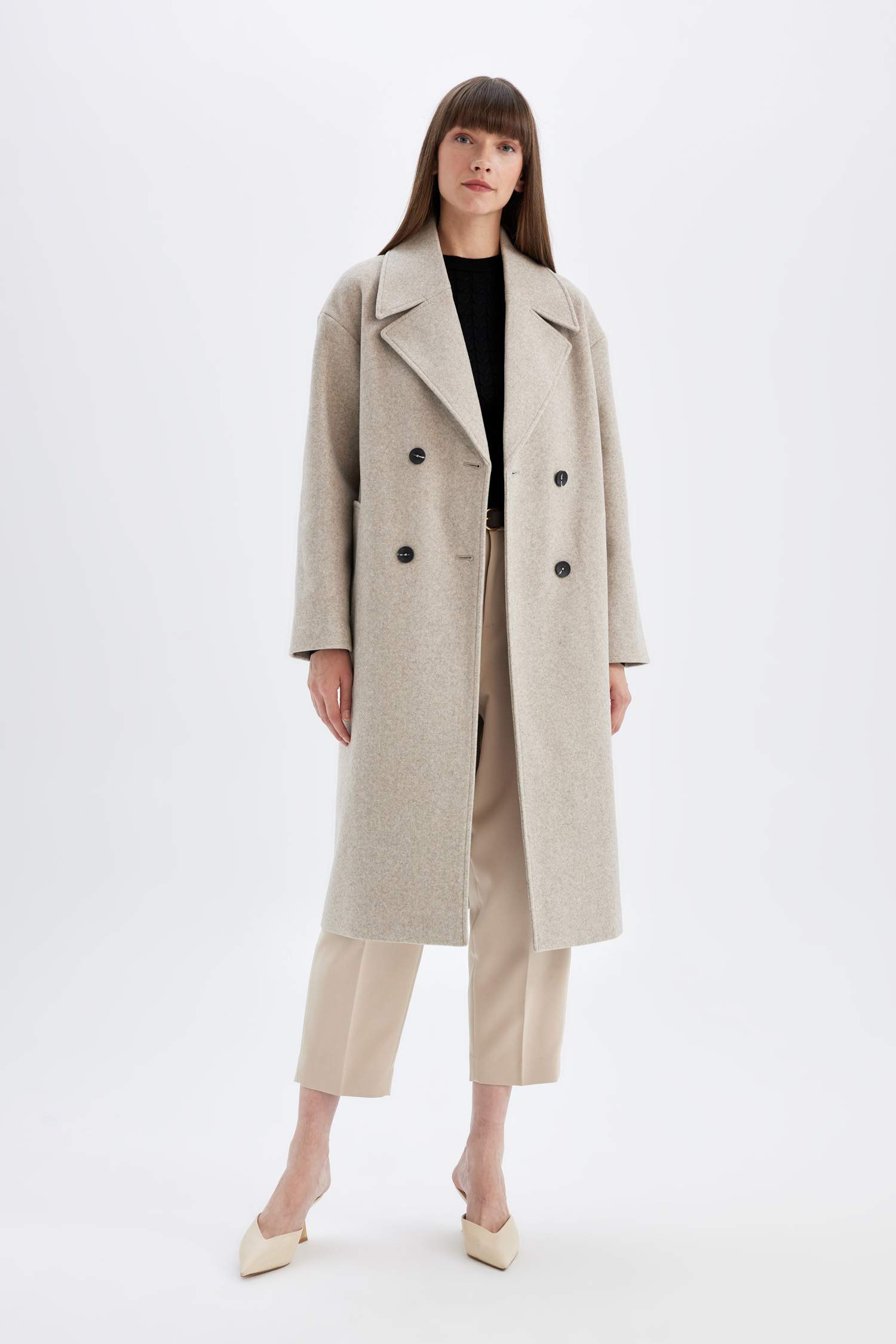 Oversize Fit Buttoned Long Cachet Coat