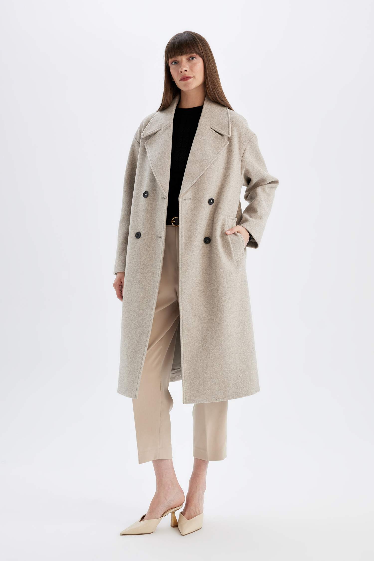 Oversize Fit Buttoned Long Cachet Coat