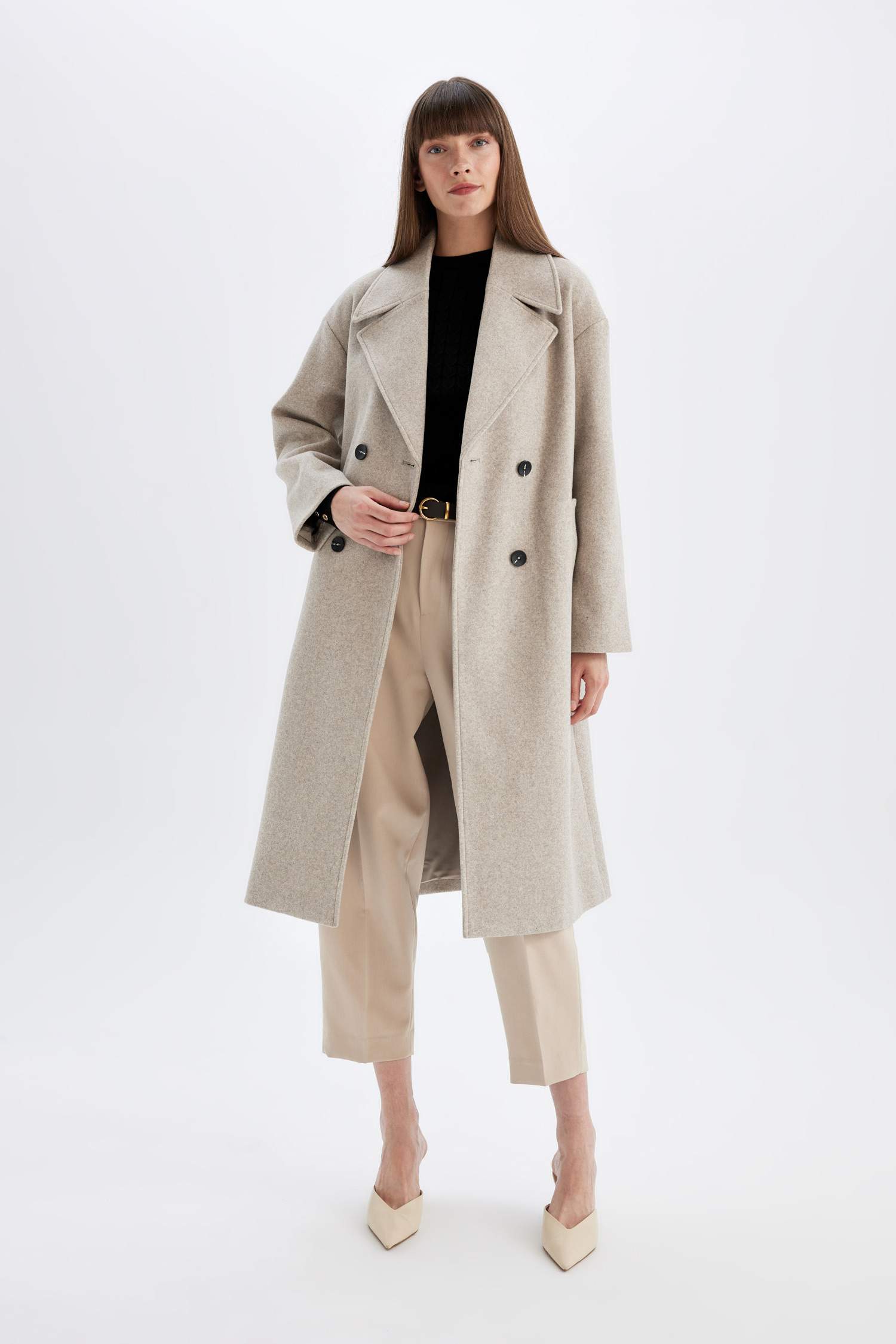 Oversize Fit Buttoned Long Cachet Coat