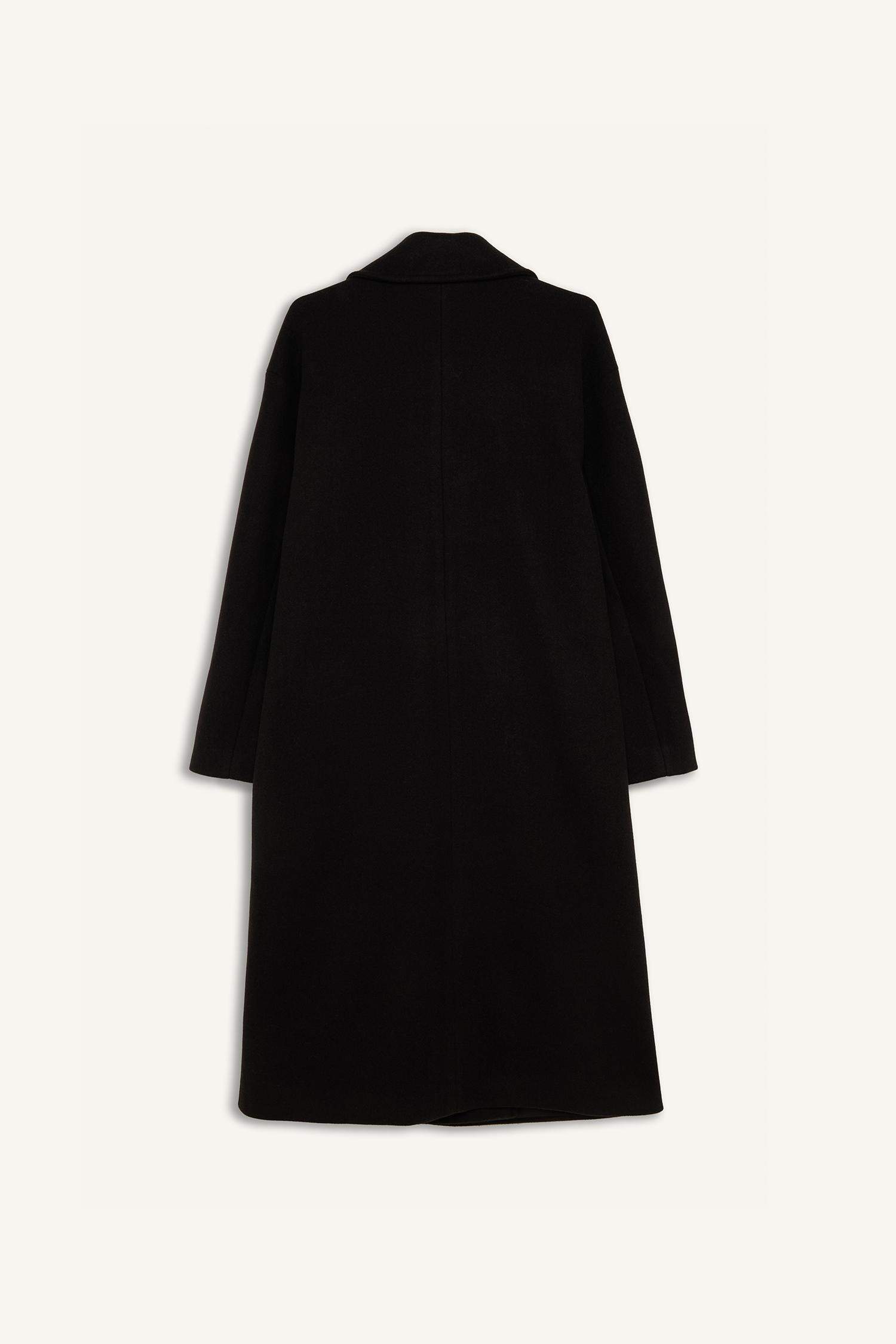 Oversize Geniş Kalıp Ceket Yaka Düğmeli Uzun Kaşe Kaban