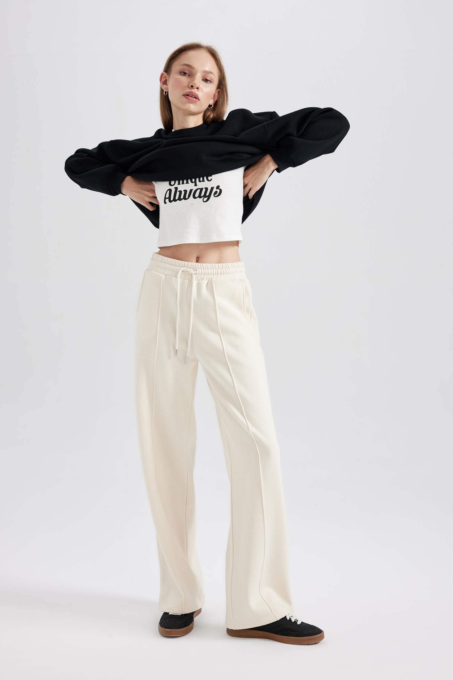 тік пішім тұрақты етек 3 иірілген жіп Шалбар