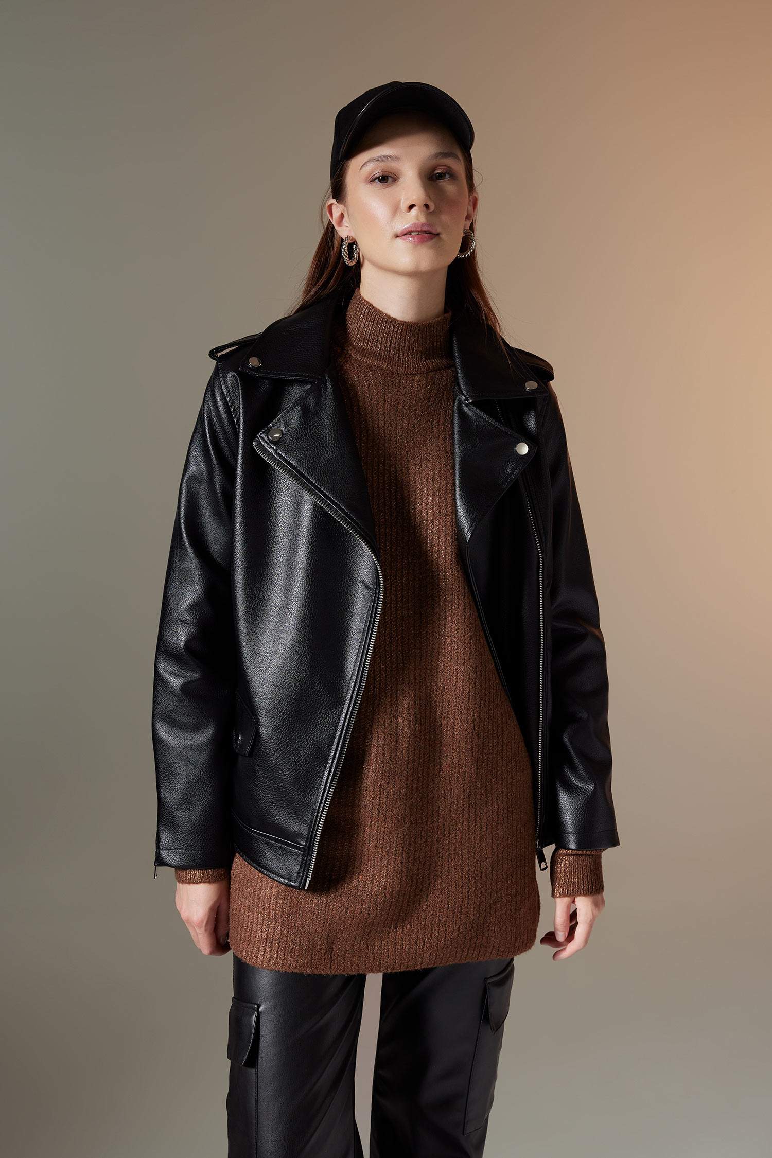 Waterproof Oversize Fit Faux Leather Jacket