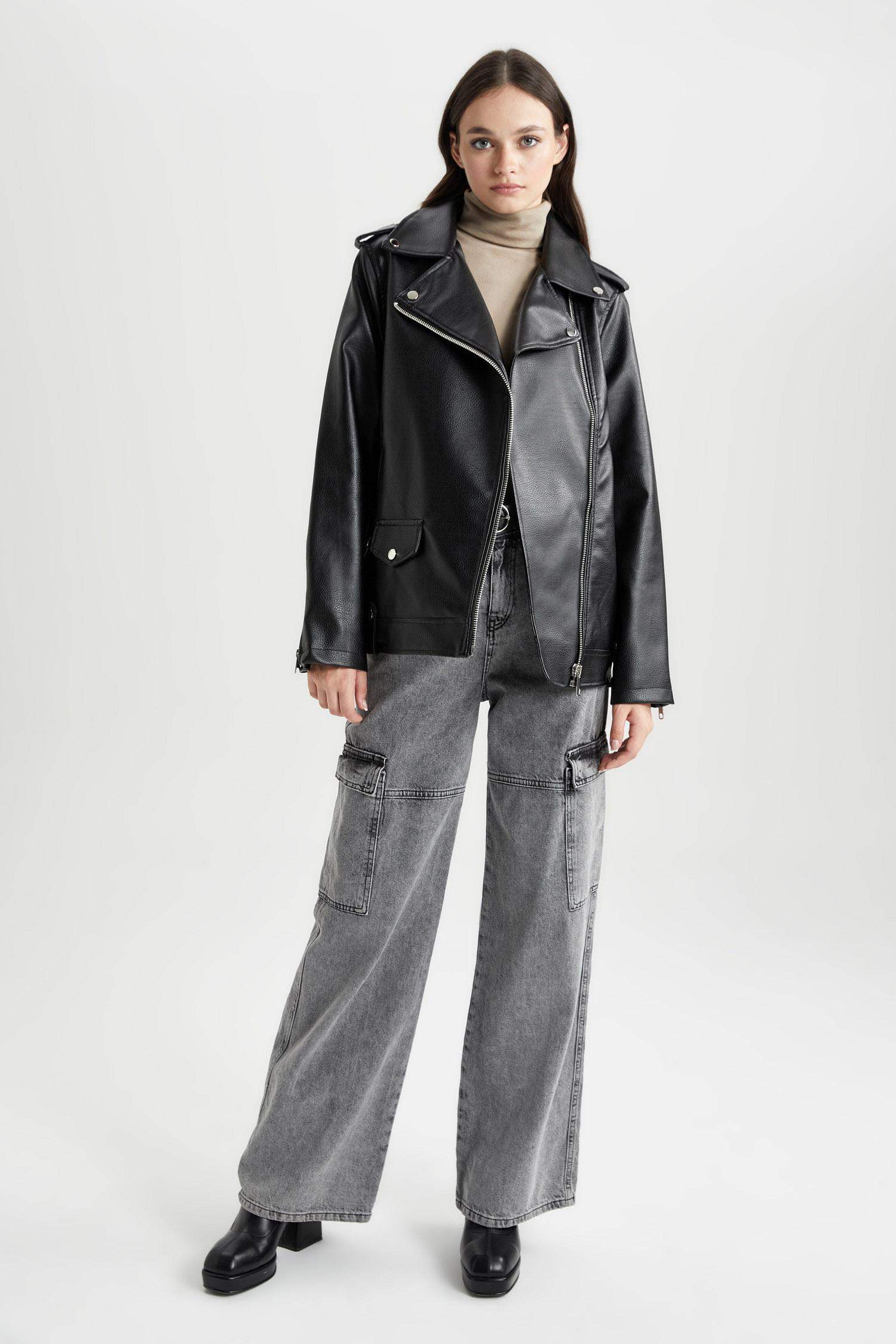 Waterproof Oversize Fit Faux Leather Jacket