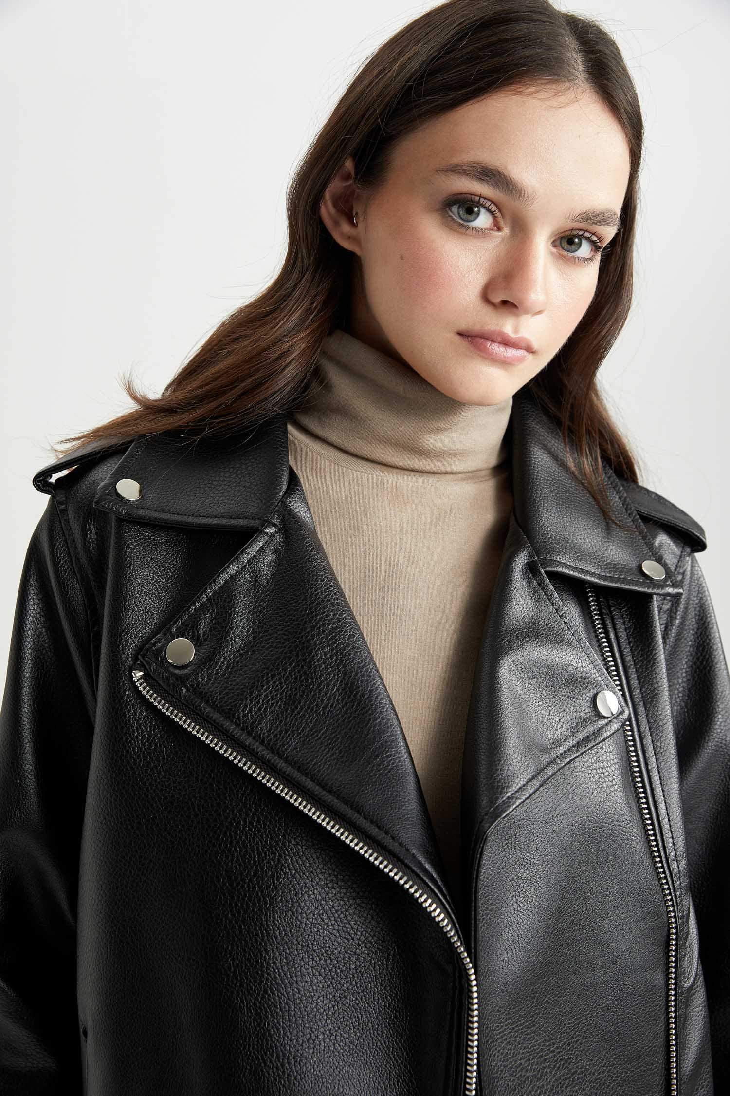 Waterproof Oversize Fit Faux Leather Jacket