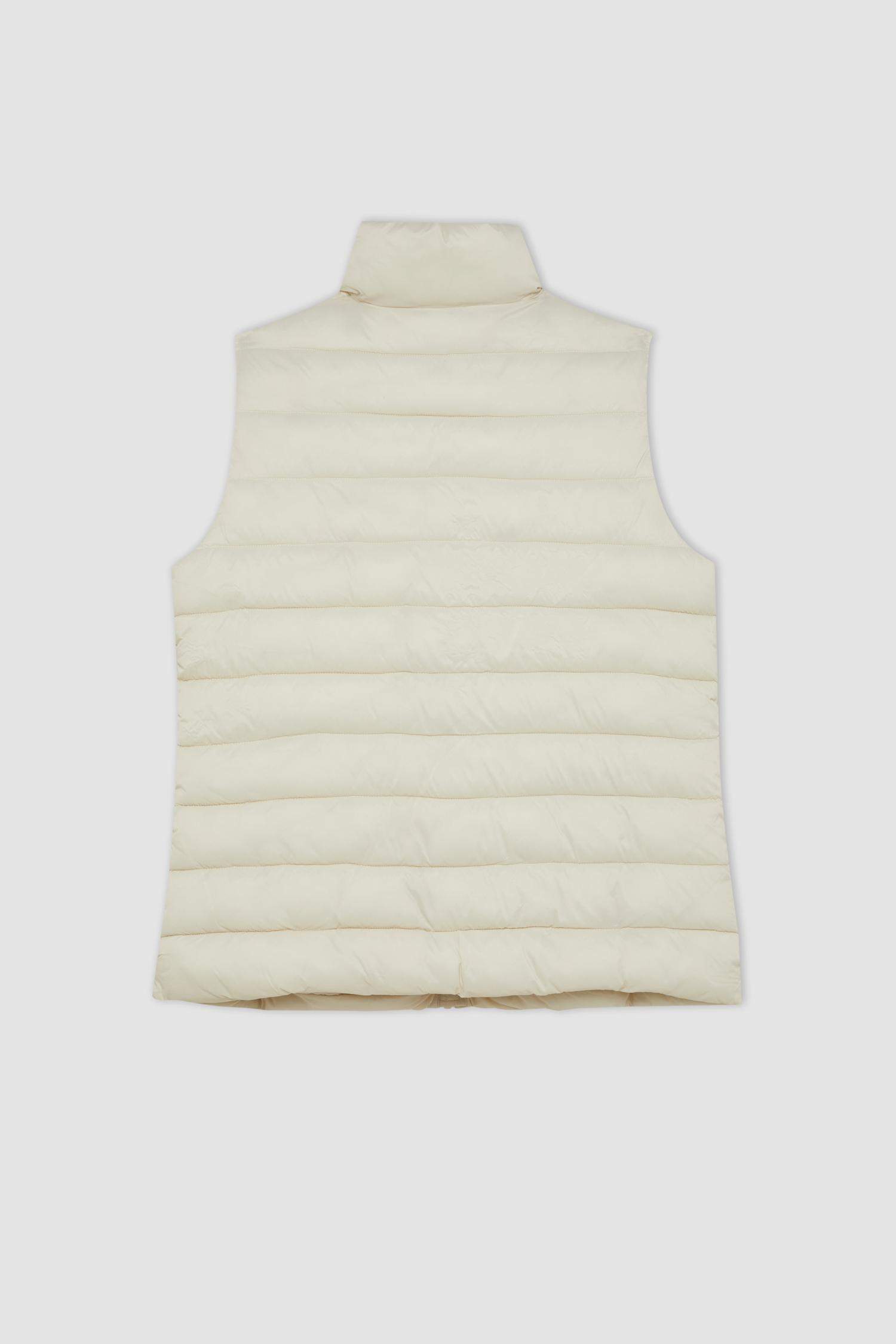 Su Geçirmez Dik Yaka Kapitoneli Fermuarlı Cepli Mevsimlik Şişme Yelek