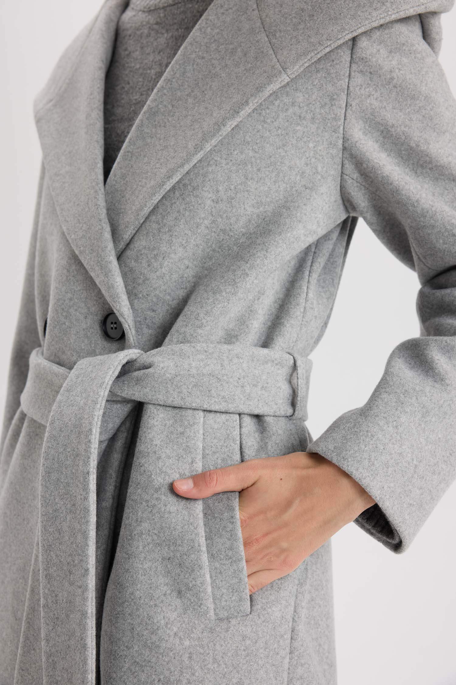 كوت جوخ قصة عادية بغطاء للرأس مقاوم للماء بحزام