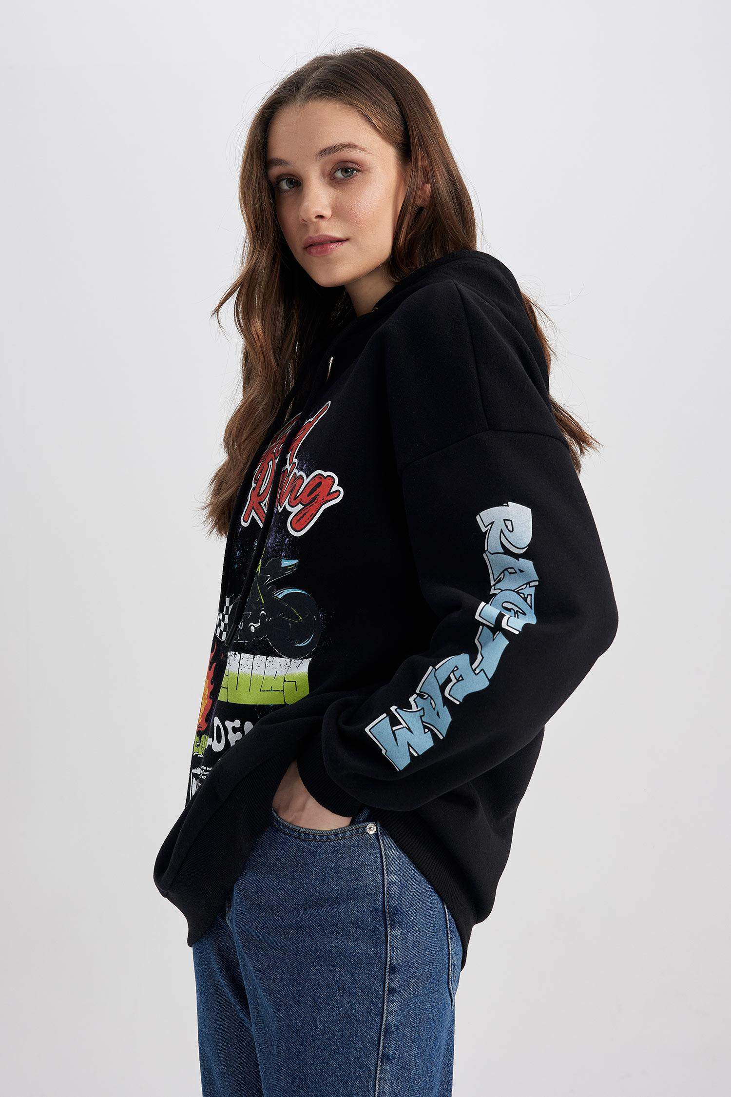 Coool Oversize Fit Hoodie Printed Sweatshirt