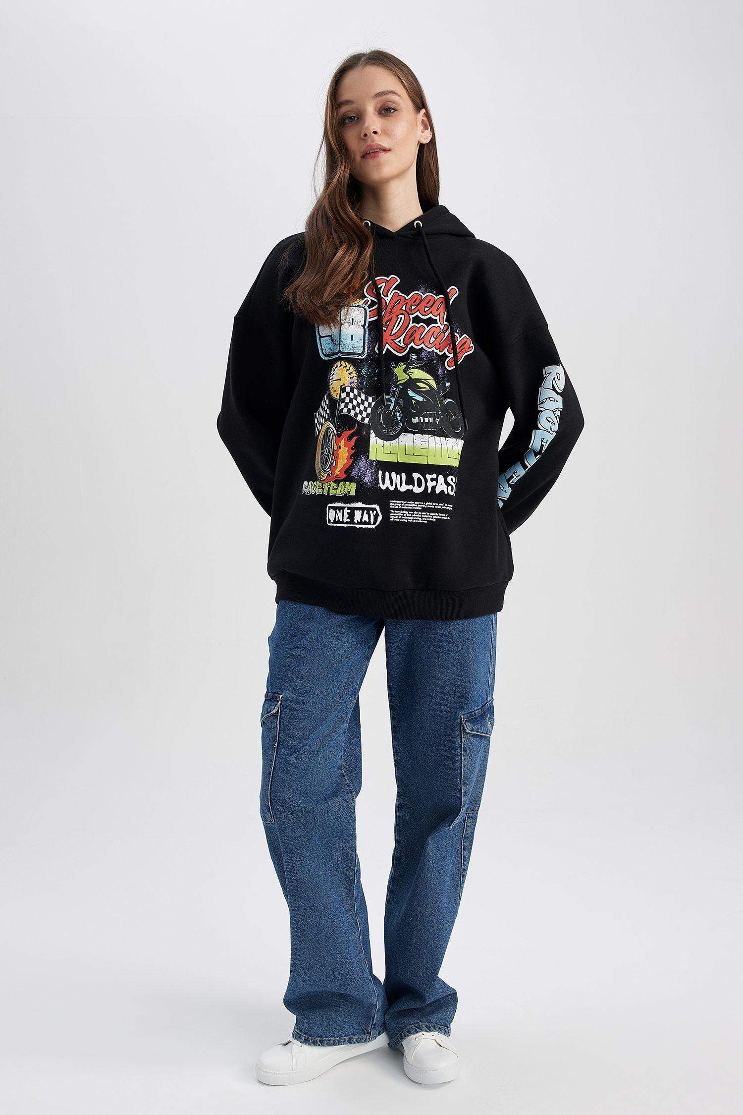 Coool Oversize Fit Hoodie Printed Sweatshirt