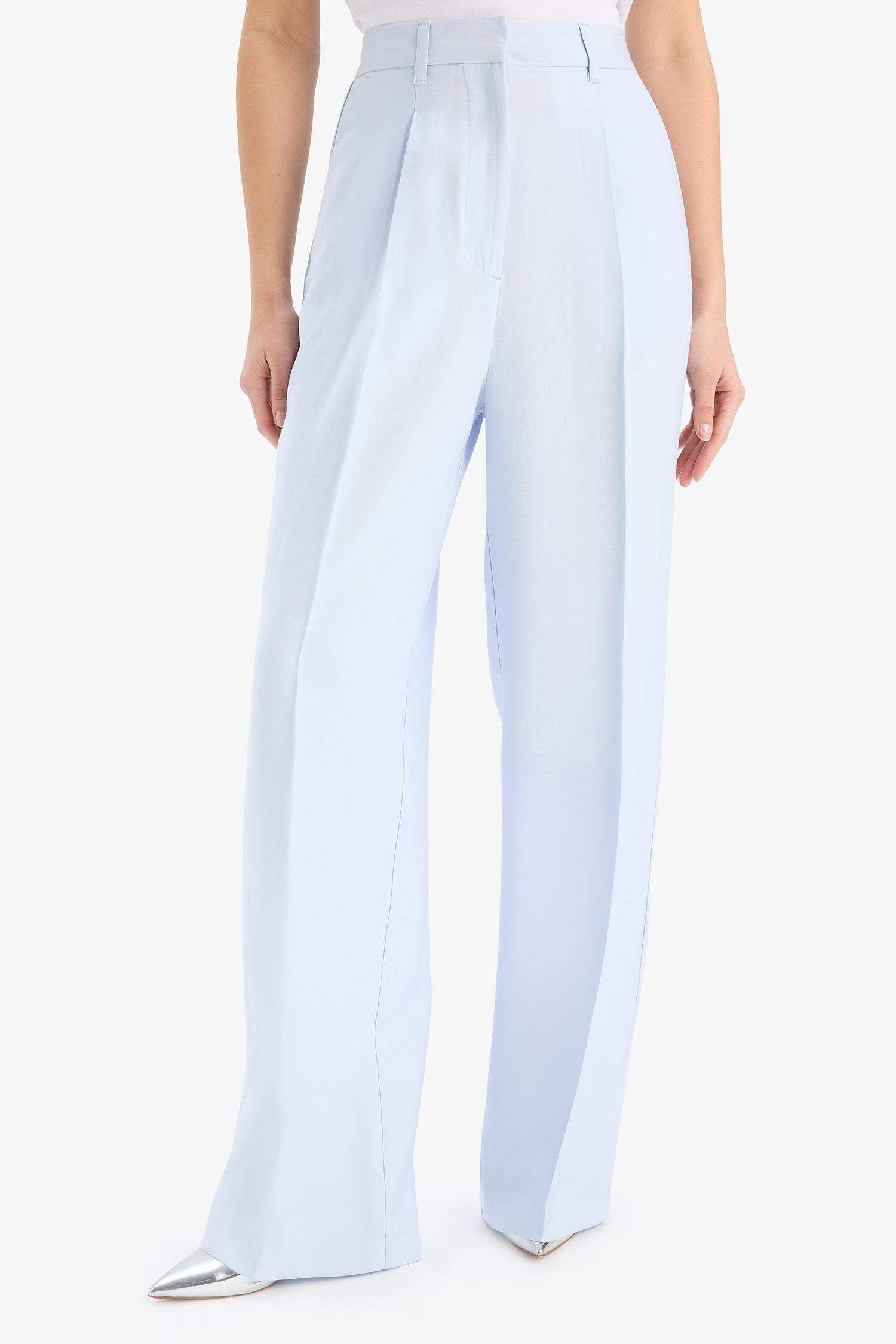 Afra x DeFacto Wide Leg Tensel Kumaş Palazzo Pantolon Cepli Yüksek Bel Geniş Paça