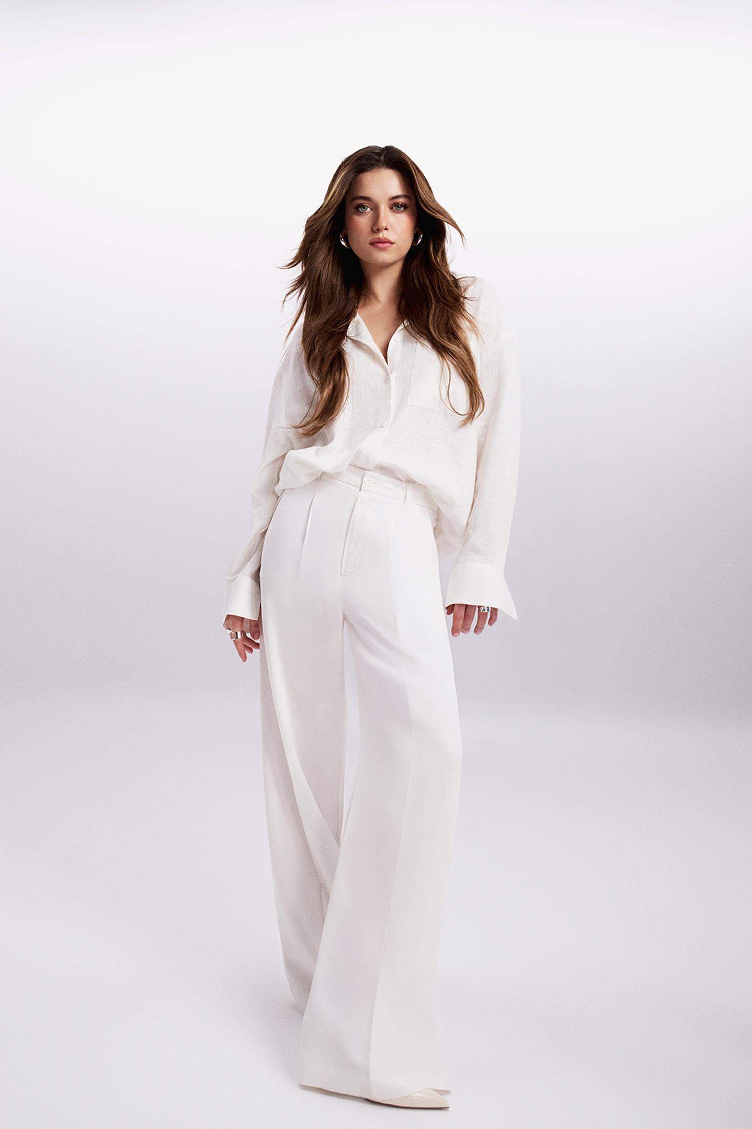 Afra x DeFacto Wide Leg Tensel Kumaş Palazzo Pantolon Cepli Yüksek Bel Geniş Paça