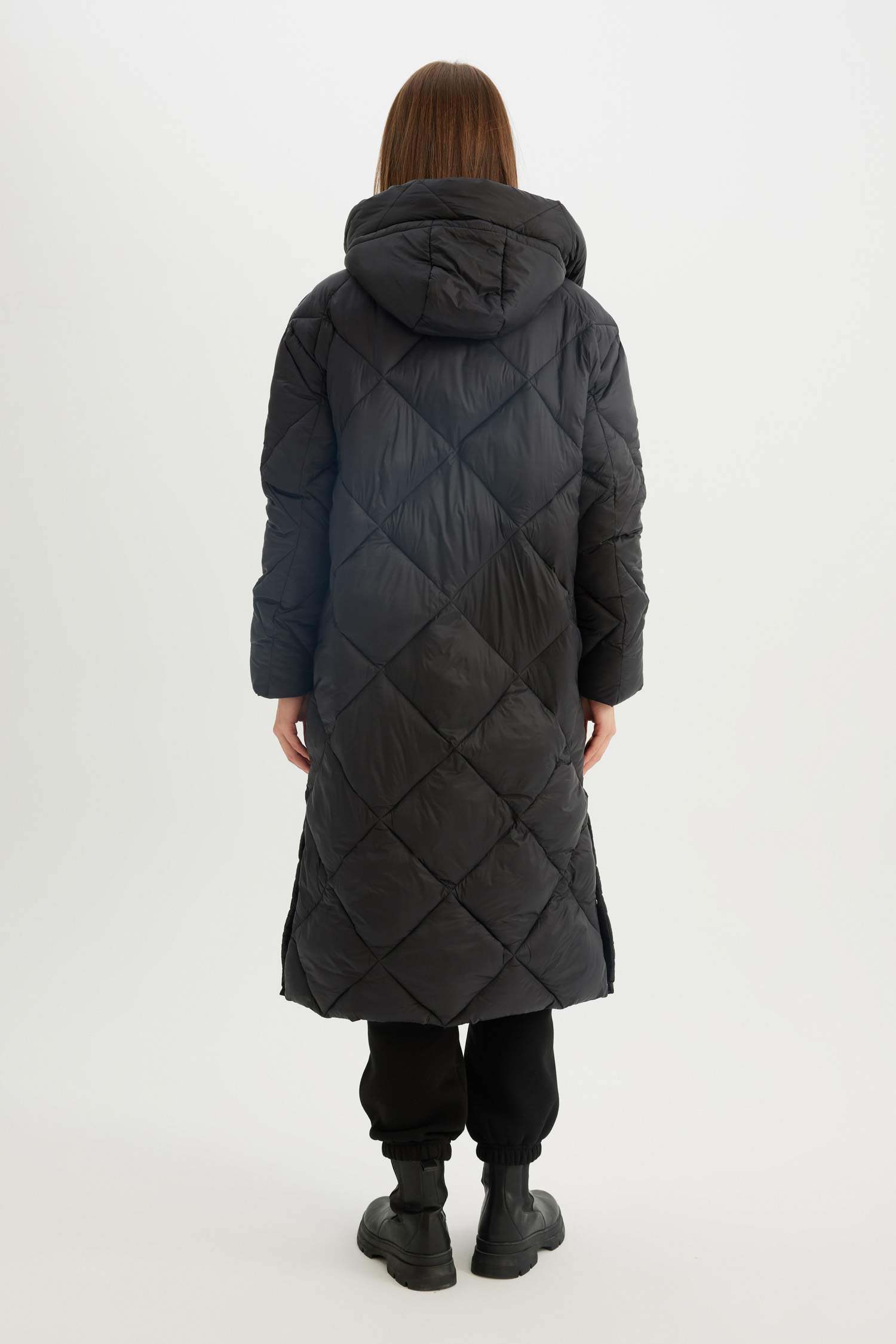 Su İtici Kapüşonlu  Uzun Mont Parka Kapitoneli Fermuar Çıtçıt Kapamalı Cepli