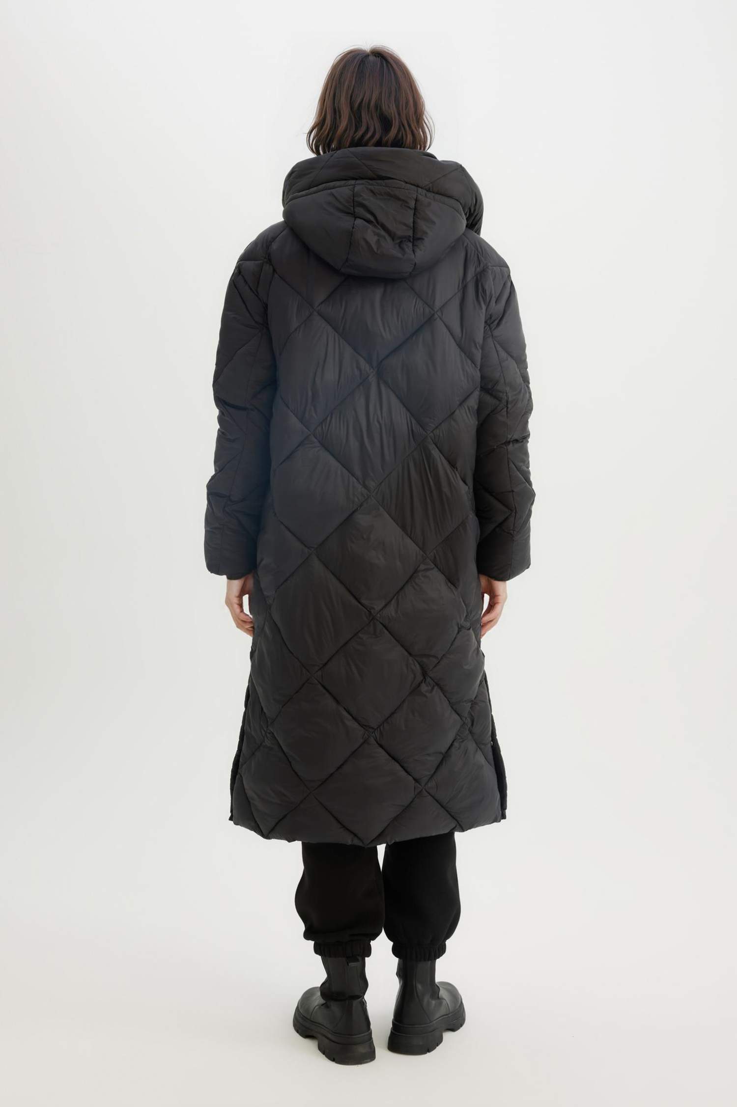 Su İtici Kapüşonlu Uzun Mont Parka Kapitoneli Fermuar Çıtçıt Kapamalı Cepli