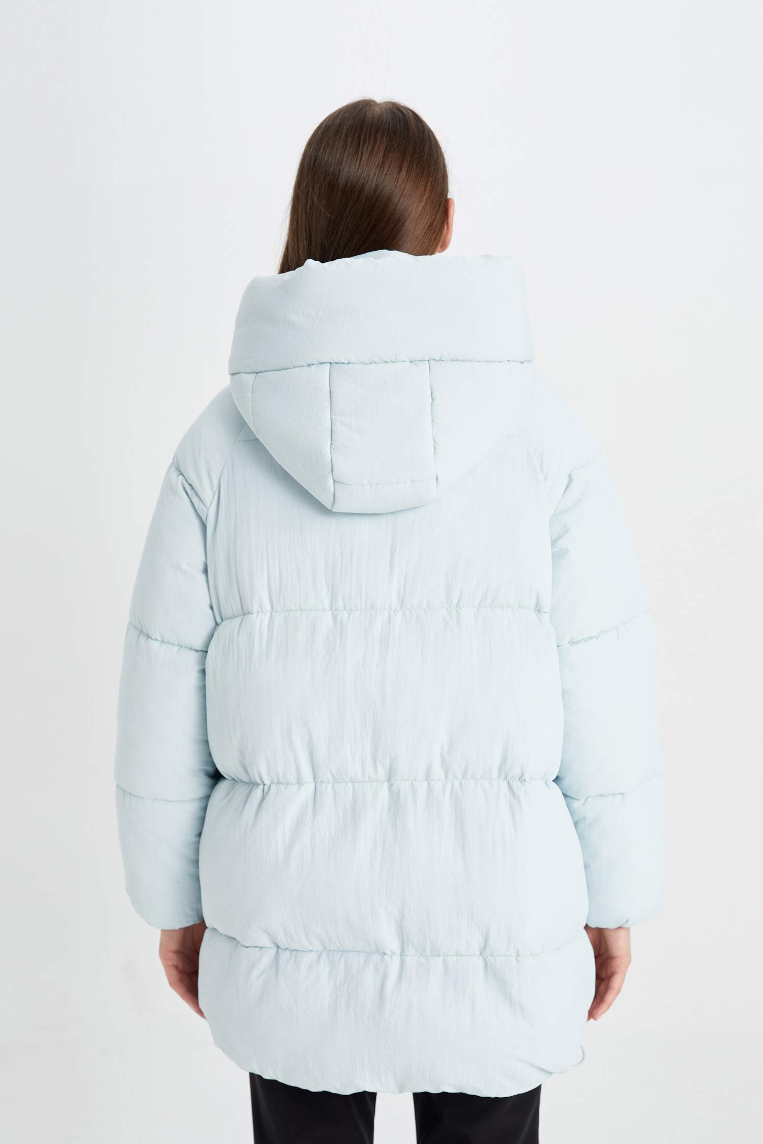 Su Geçirmez Oversize Geniş Kalıp Şişme Uzun Mont Parka Isı Yalıtımlı Kapüşonlu Cepli