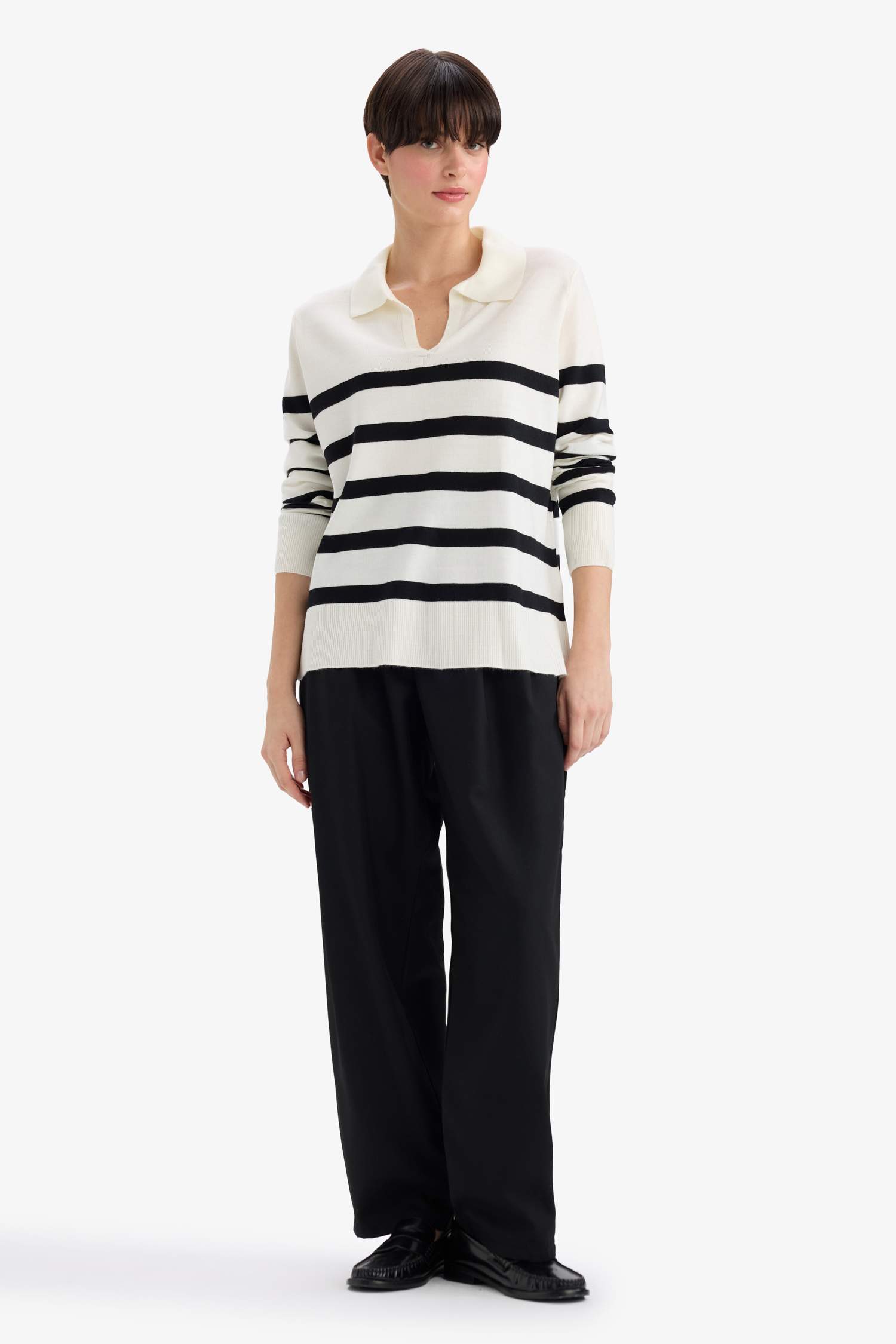 Свитер стандартного кроя с поло воротником