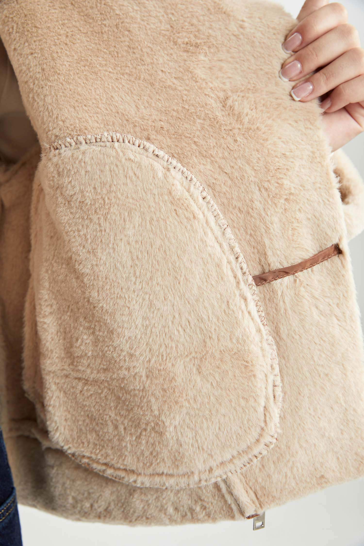 Waterproof Faux Fur Lined Suede Faux Leather Jacket