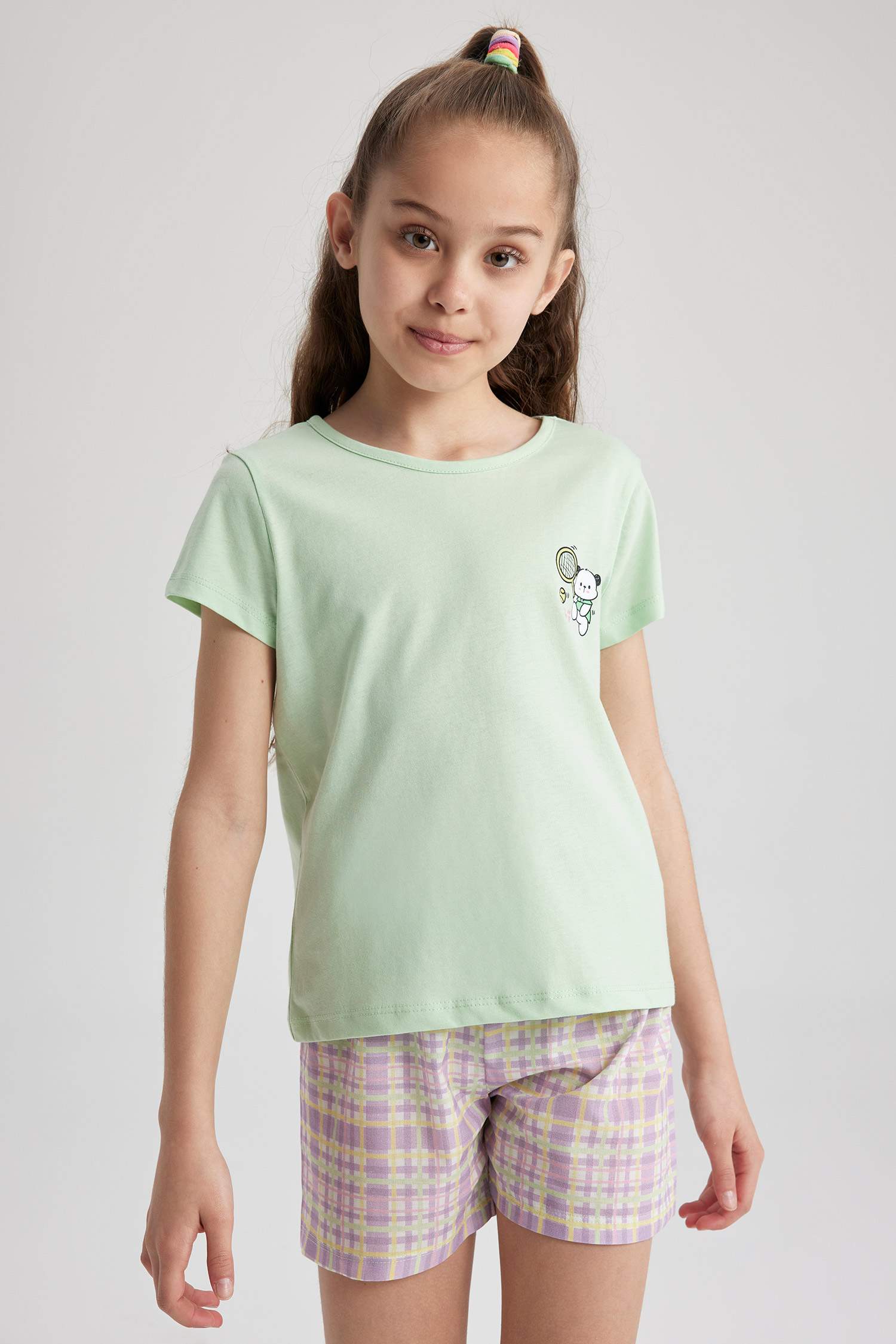Green GIRLS & TEENS Girl Patterned Short Sleeve Pajamas Set 2789922