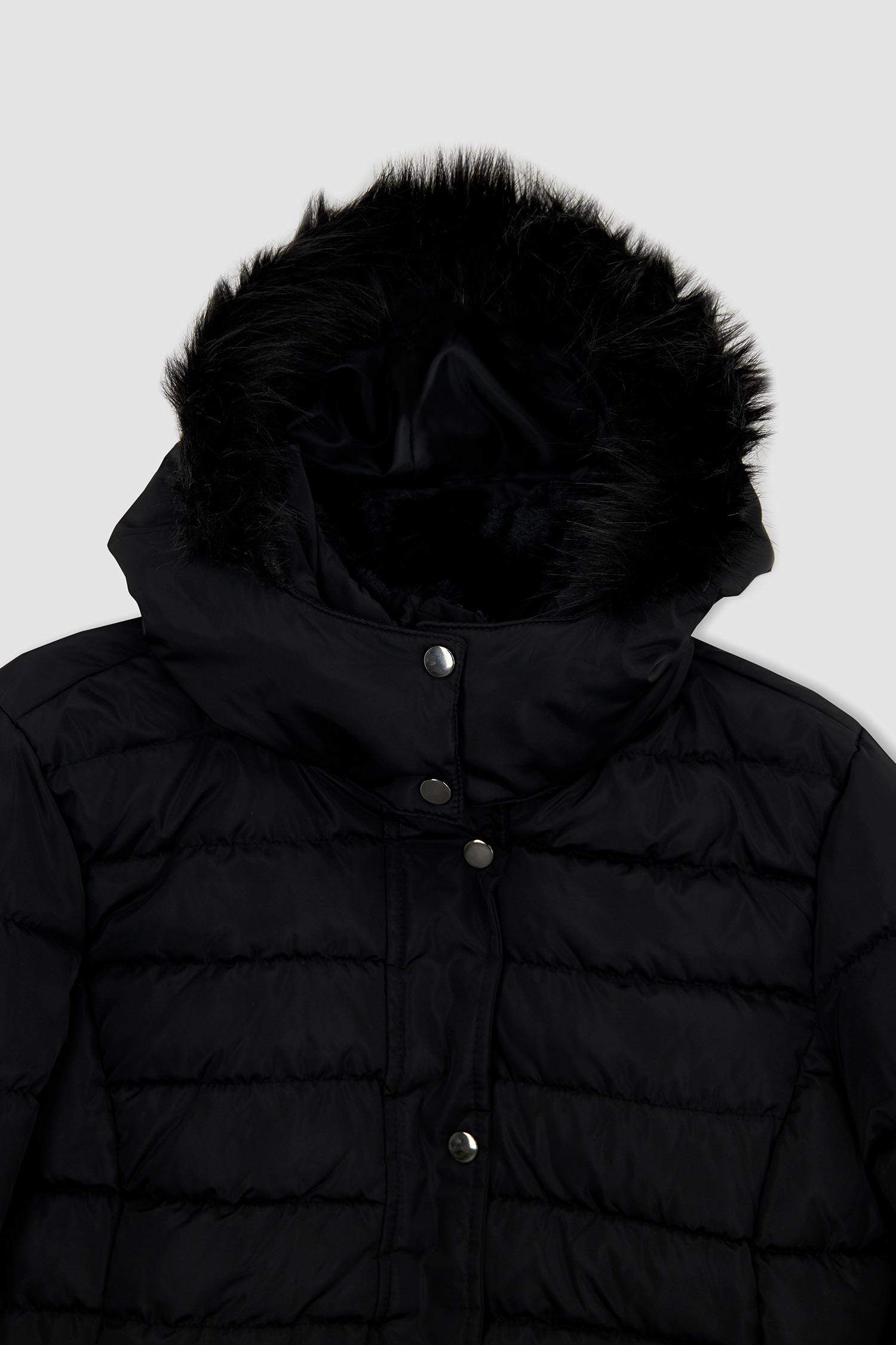 Su İtici Kapüşonlu Suni Kürklü Mont