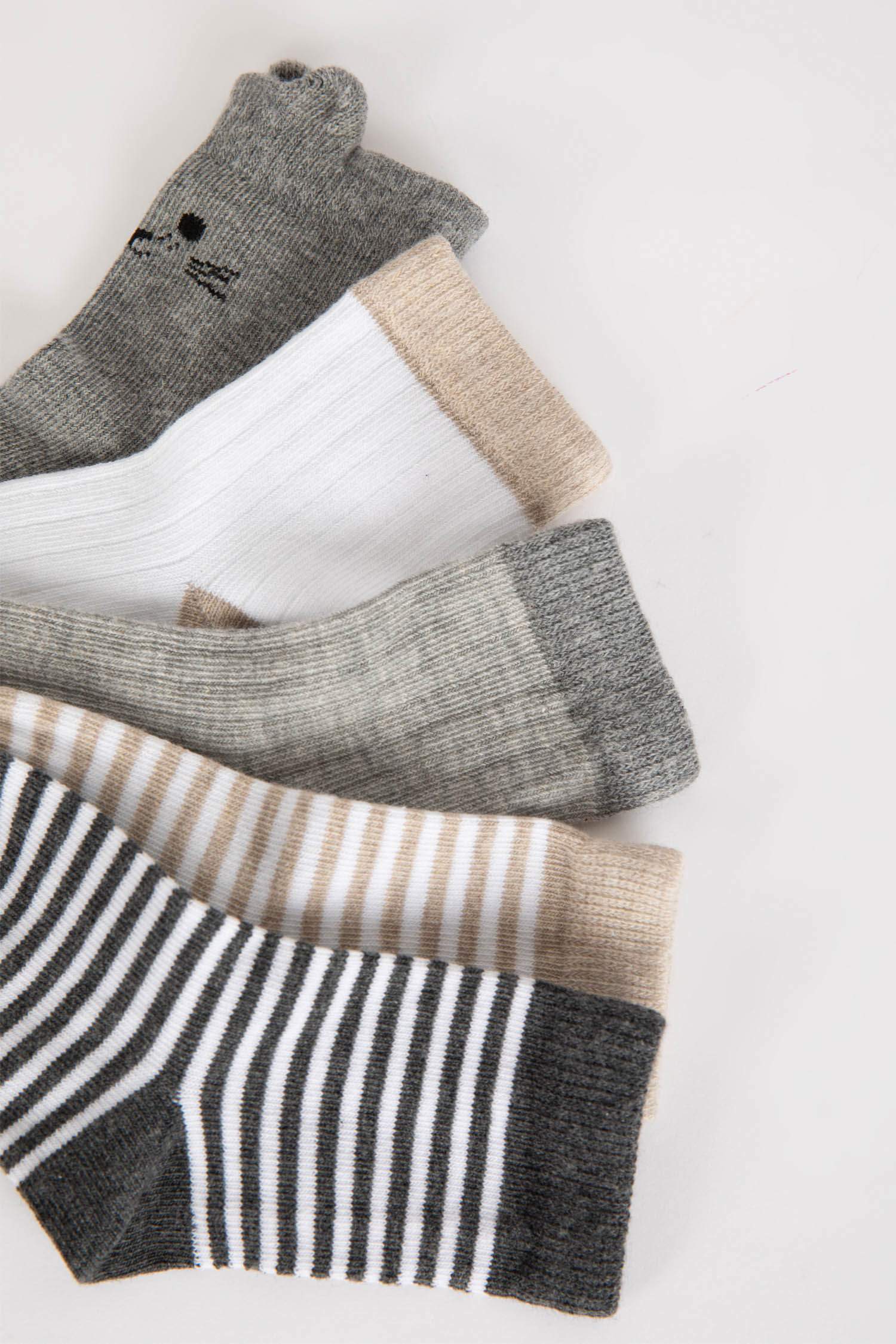 جوارب ولادي طويل قطن - 5 قطع