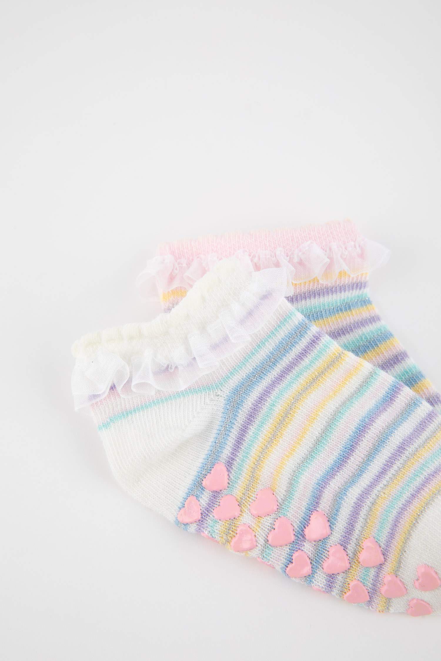 Kız Bebek Kaydırmaz Taban 2'li Pamuklu Patik Çorap