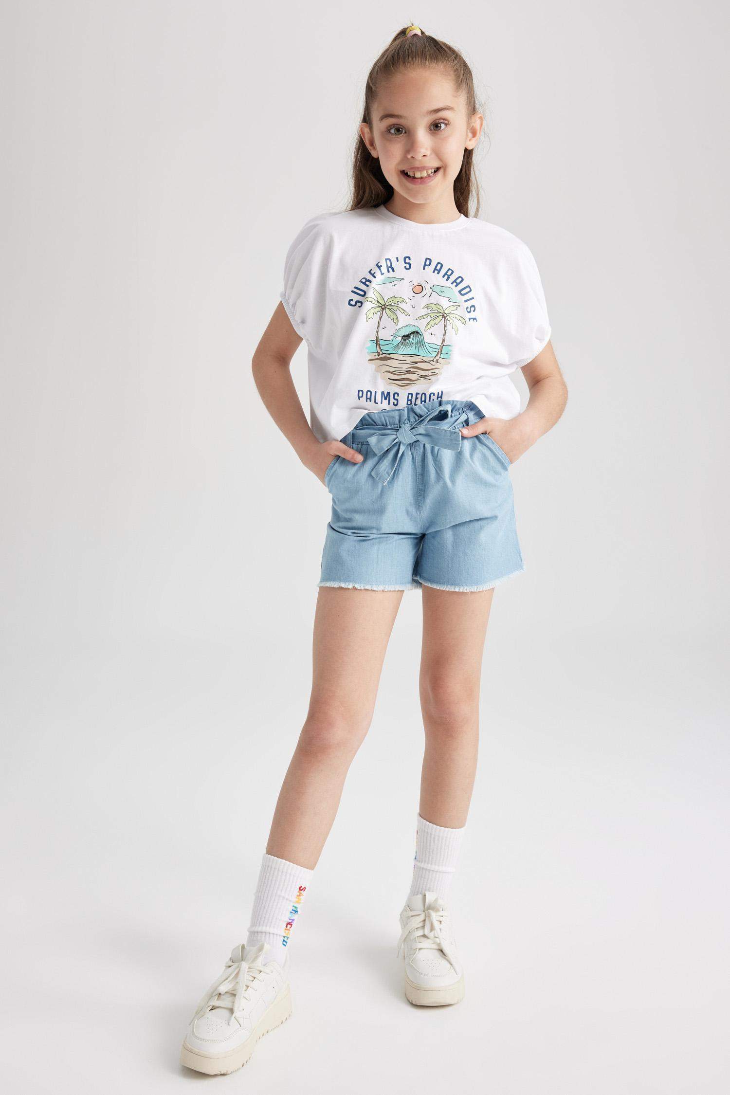 Kız Çocuk Relax Fit Baskılı Kısa Kollu Tişört