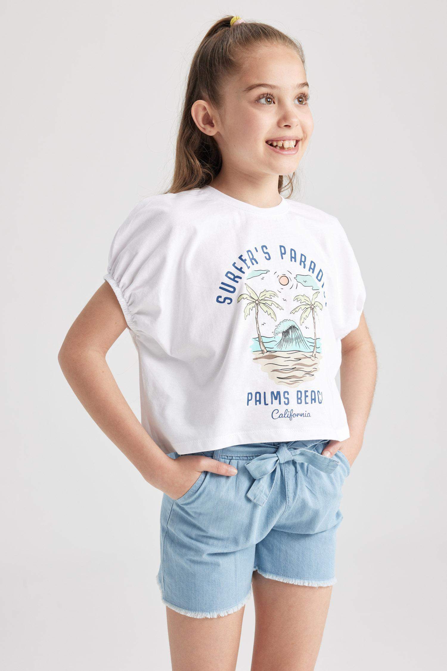 Kız Çocuk Relax Fit Baskılı Kısa Kollu Tişört