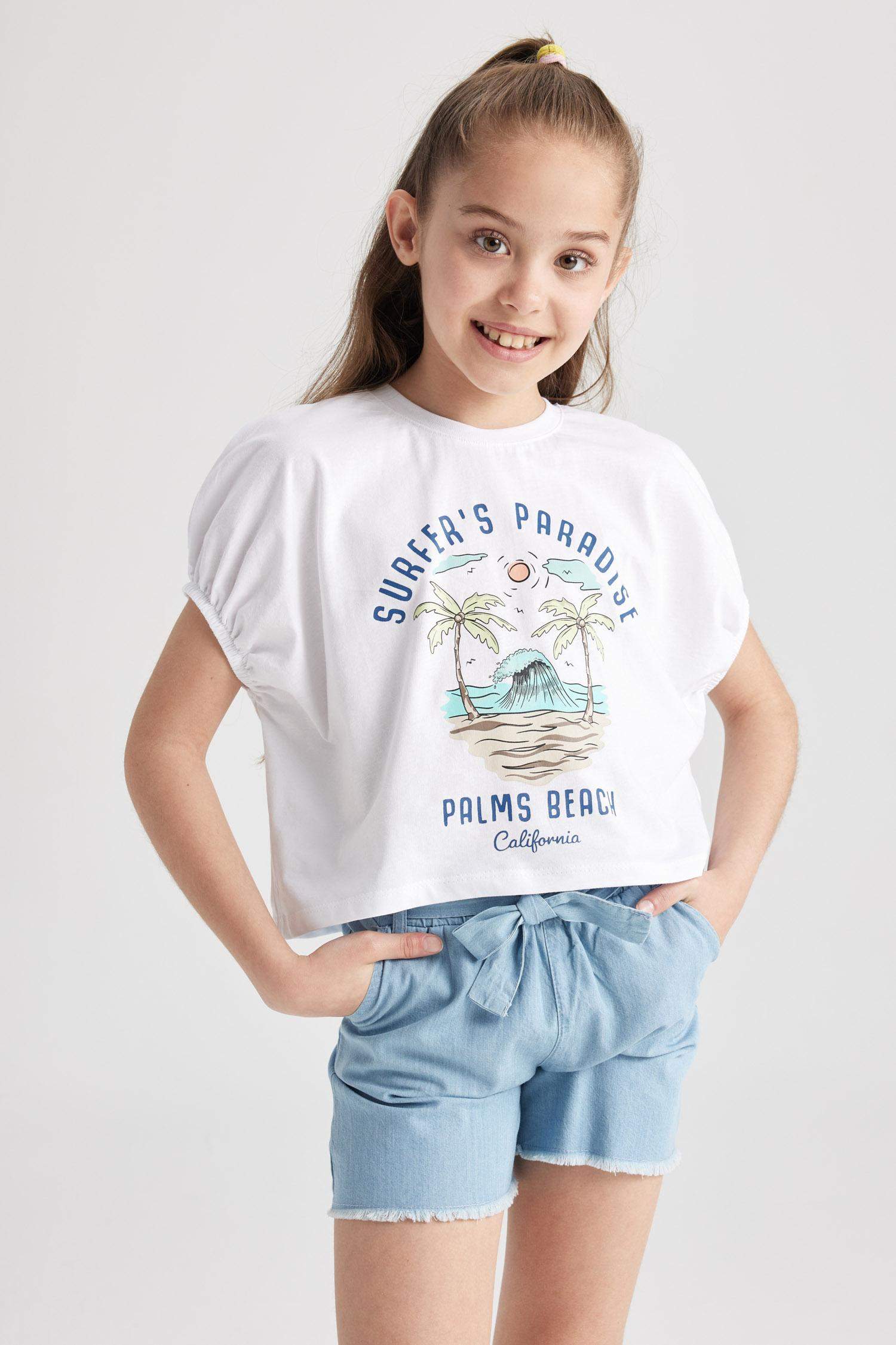 Kız Çocuk Relax Fit Baskılı Kısa Kollu Tişört