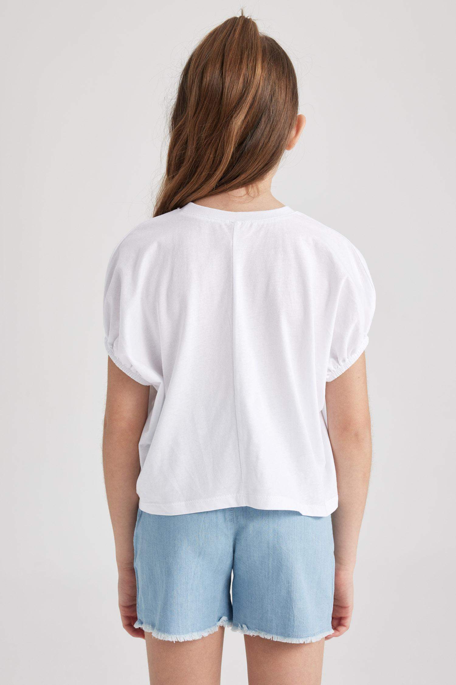 Kız Çocuk Relax Fit Baskılı Kısa Kollu Tişört