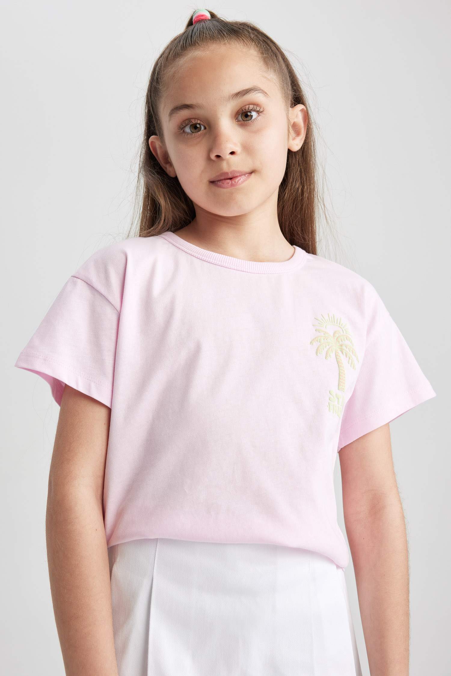 تي شيرت بناتي نص كم قصة مريحة