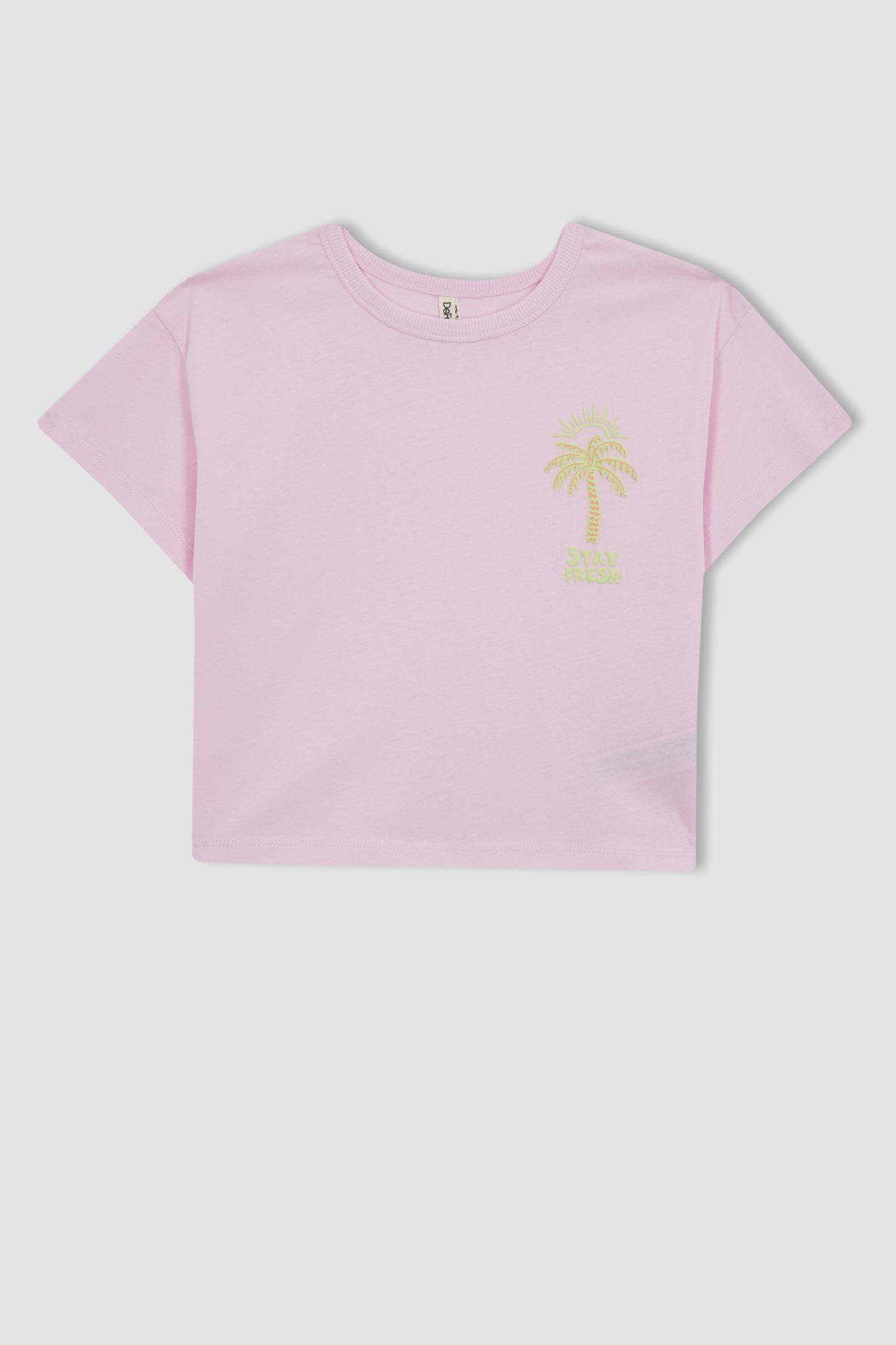 تي شيرت بناتي نص كم قصة مريحة