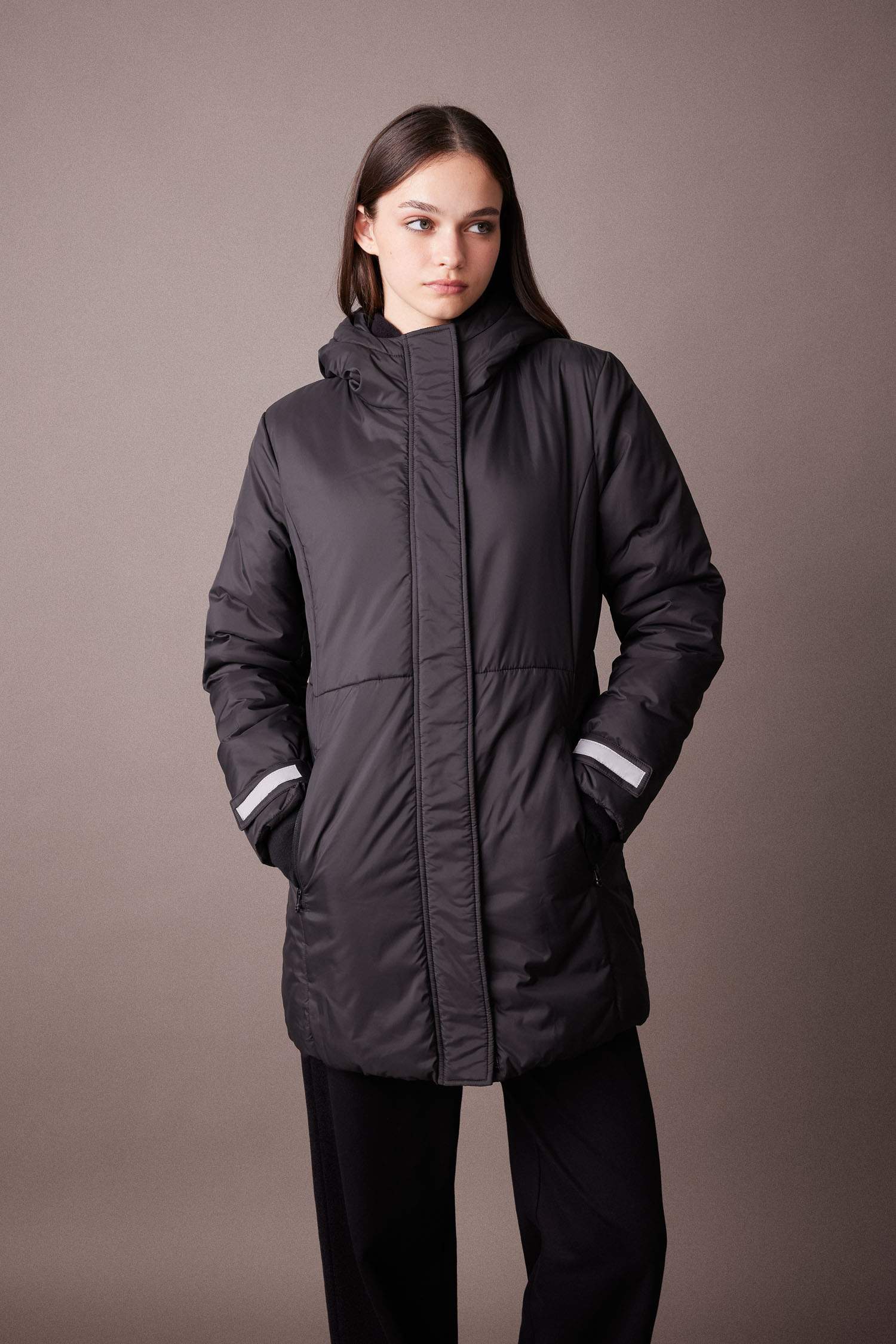 Su İtici Regular Fıt Kapüşonlu Fermuarlı Mont