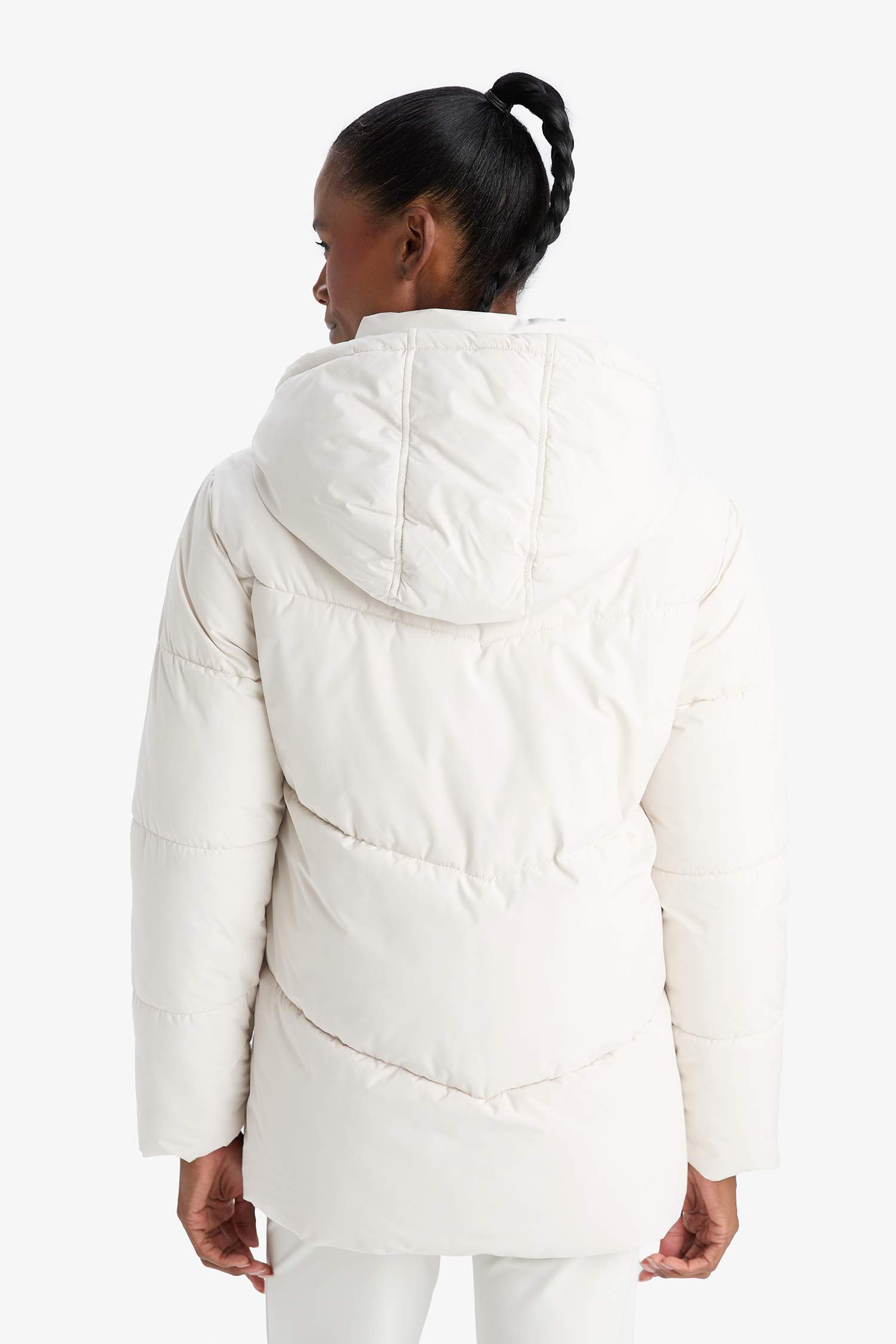 DeFactoFit Su İtici Regular Fit Yarım Polar Astarlı Kapüşonlu Fermuarlı Kışlık Mont