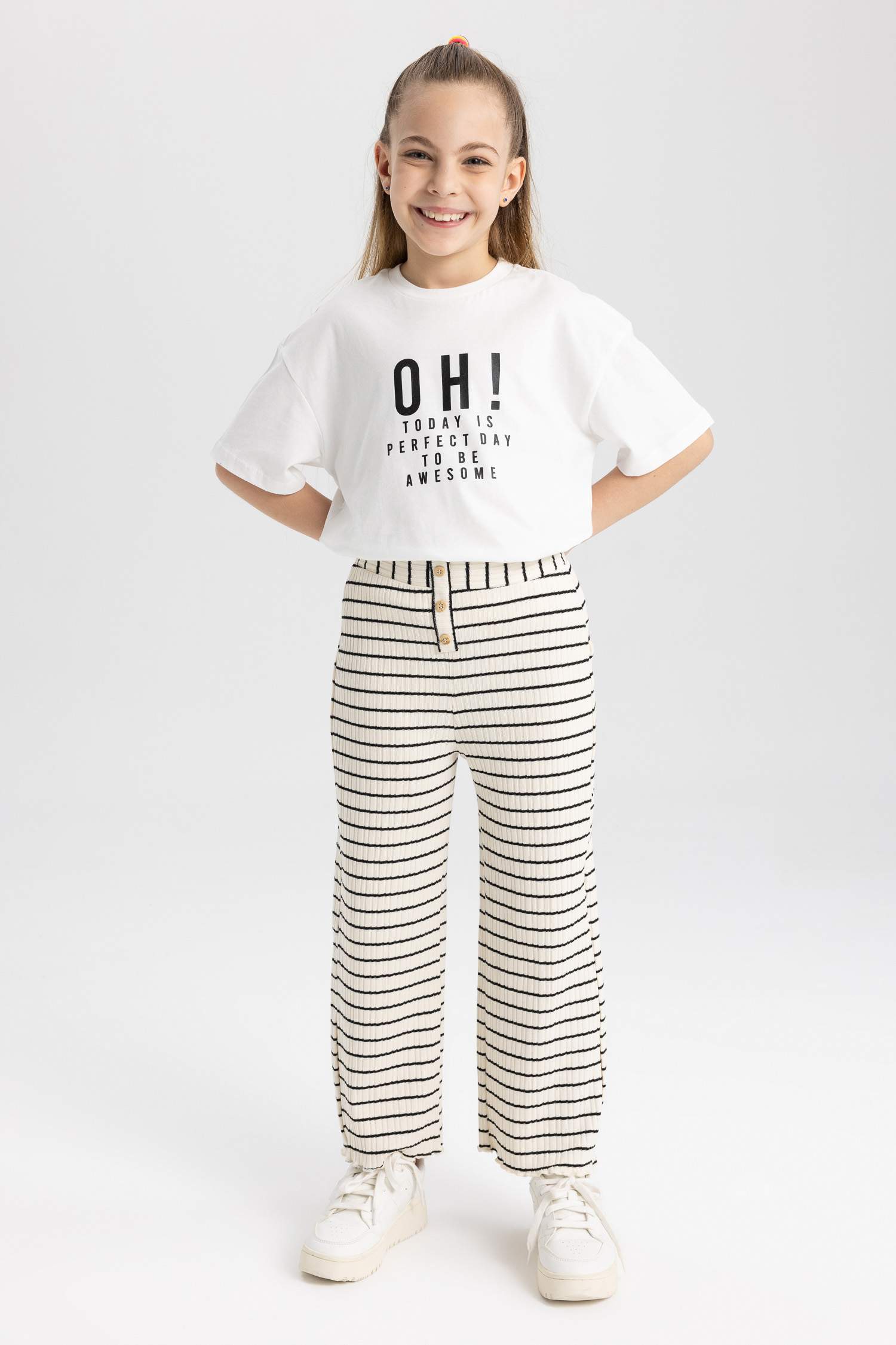 Girl Flare Leg Ribbed Camisole Trousers