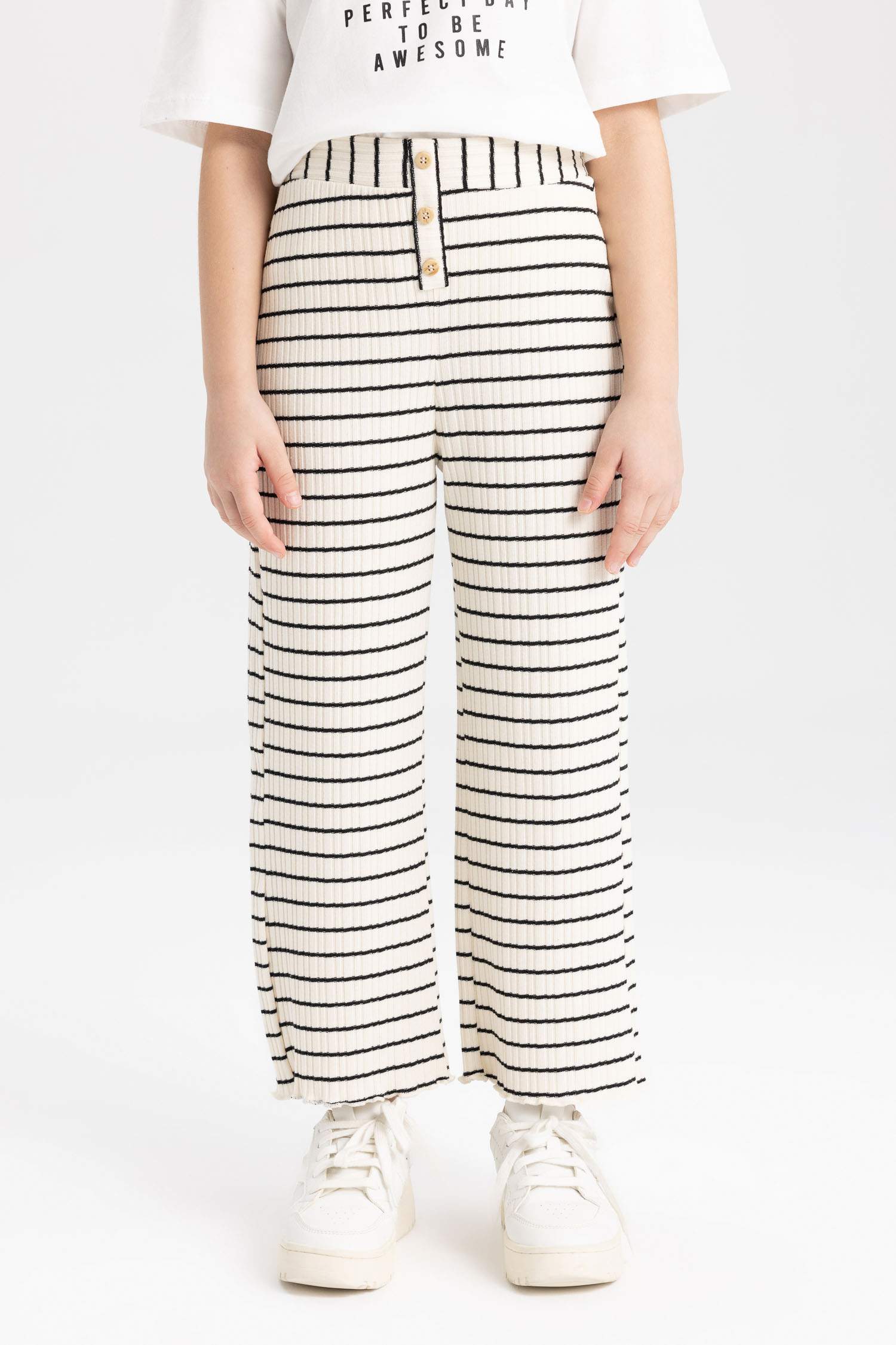 Girl Flare Leg Ribbed Camisole Trousers